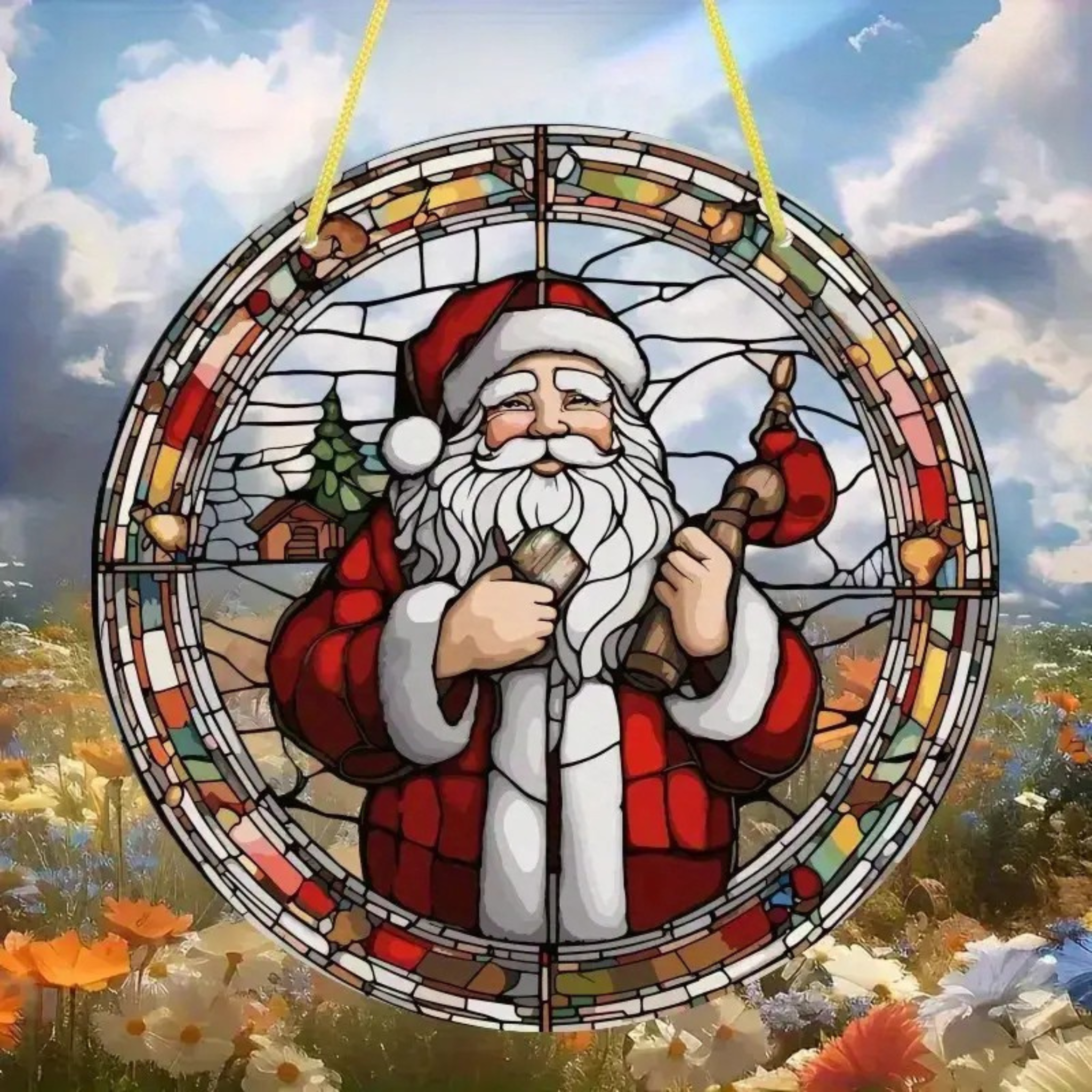 Santa Claus Suncatcher Acrylic Hanging Ornament