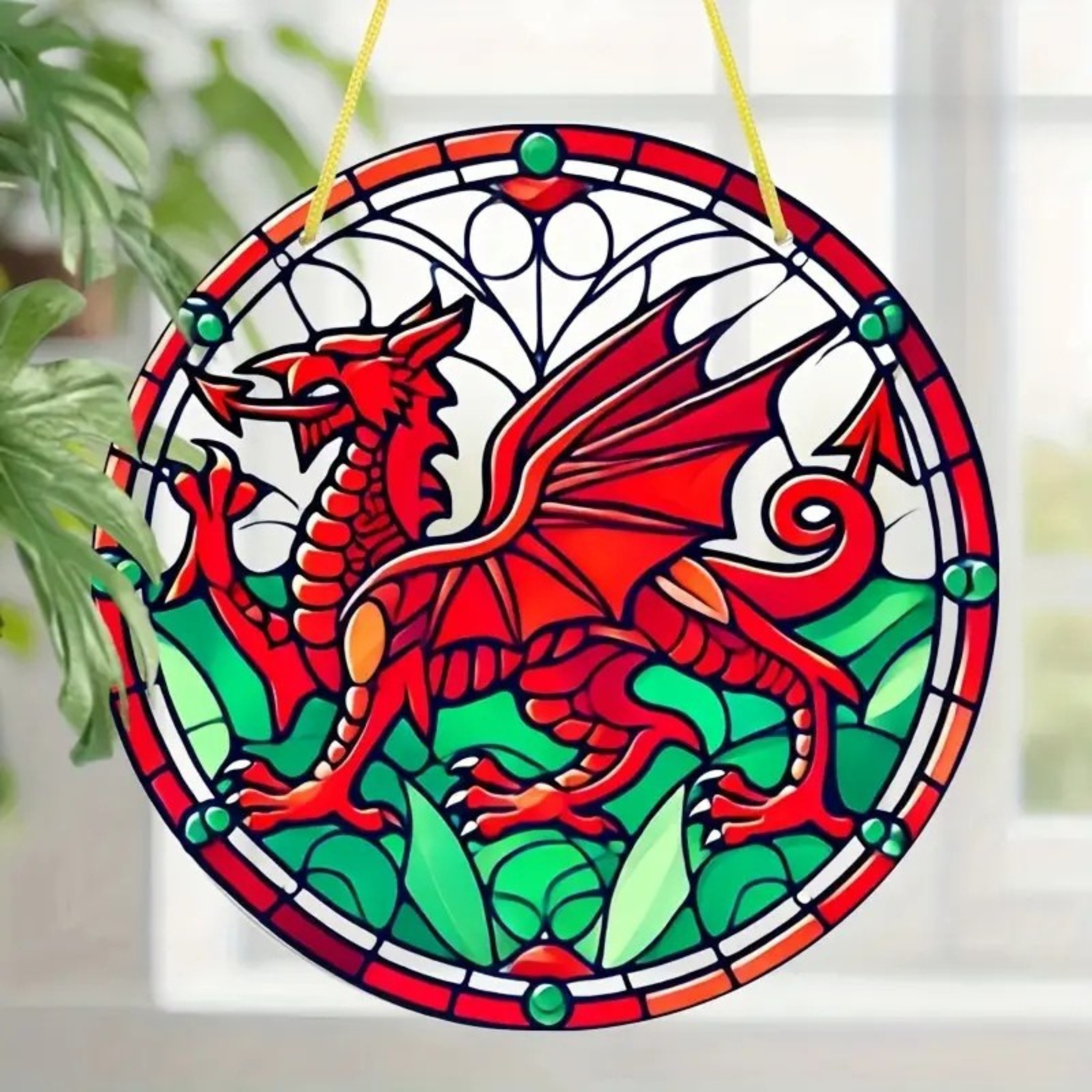 Welsh Dragon Acrylic Stained Glass Effect Suncatcher
