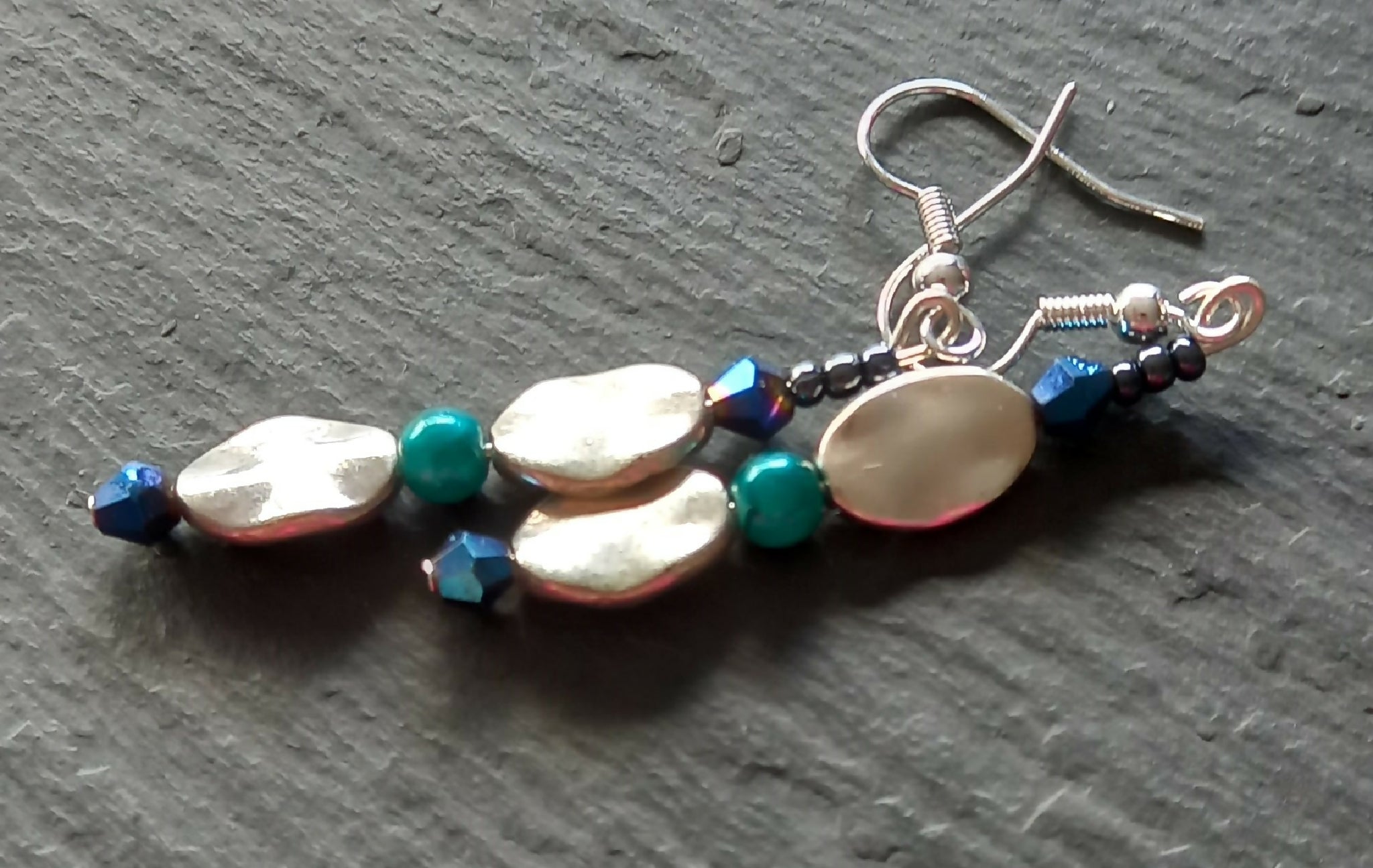 Earrings - Silver Flat Beads