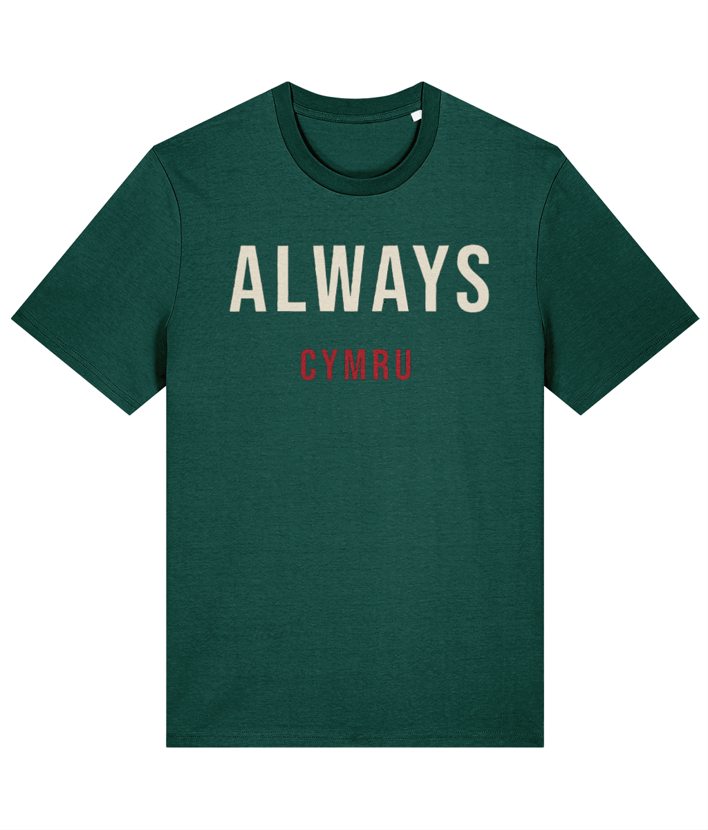 Made in Cymru Always Cymru Welsh T-shirt in Glazed Green, organic cotton