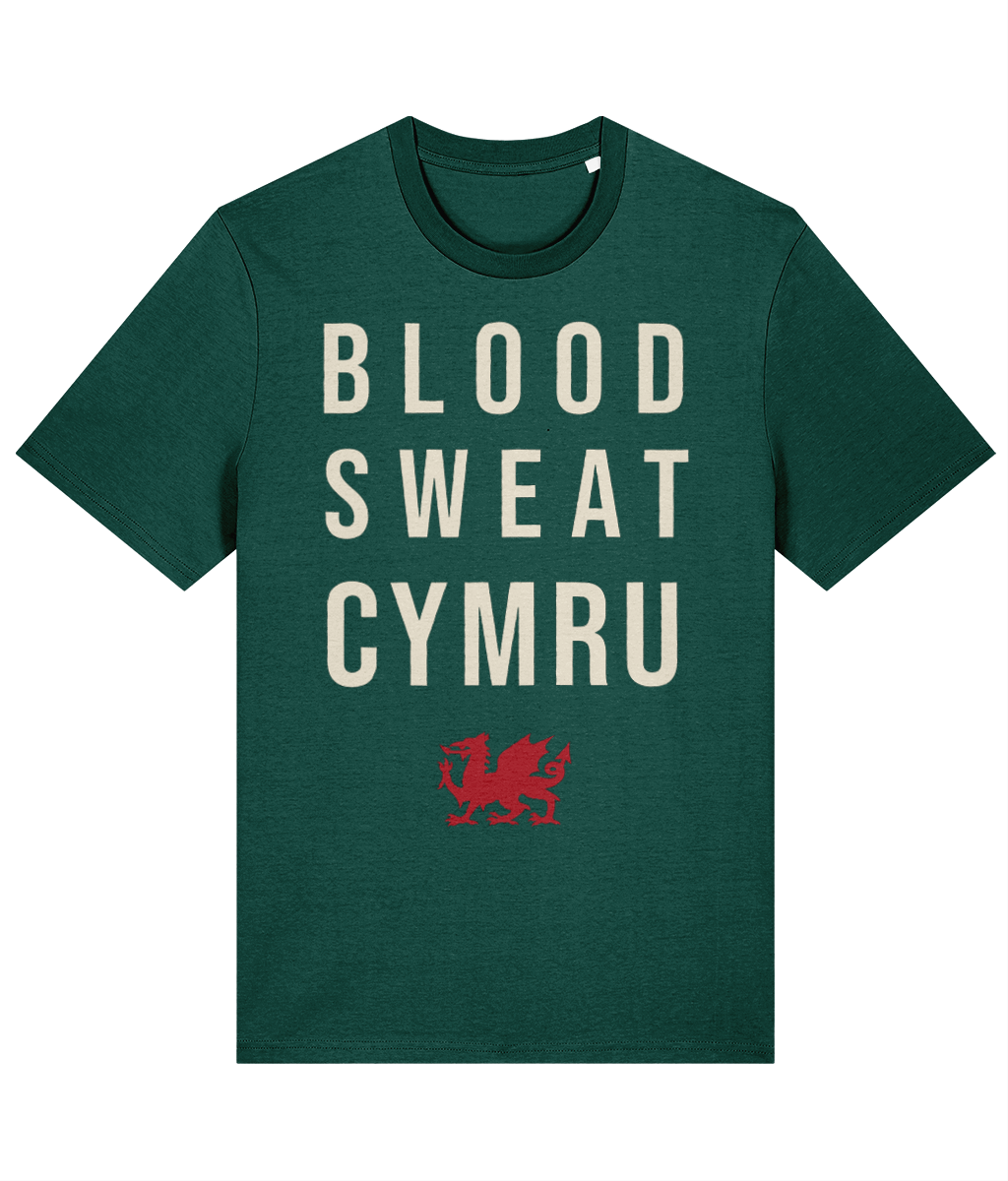 Blood, Sweat, Cymru T-Shirt in Glazed Green — Made in Cymru
