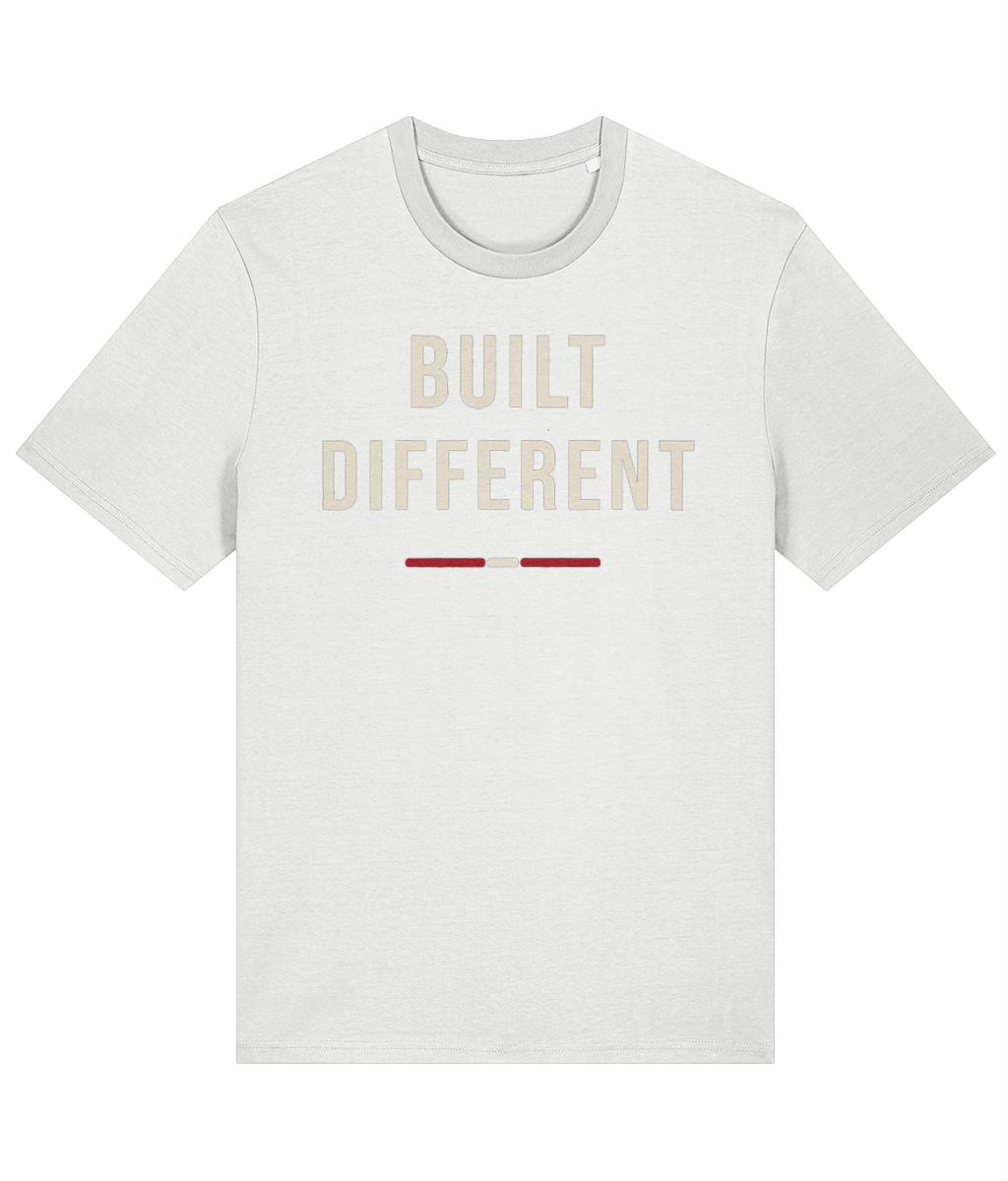 Made in Cymru Built Different Welsh T-shirt in White, organic cotton