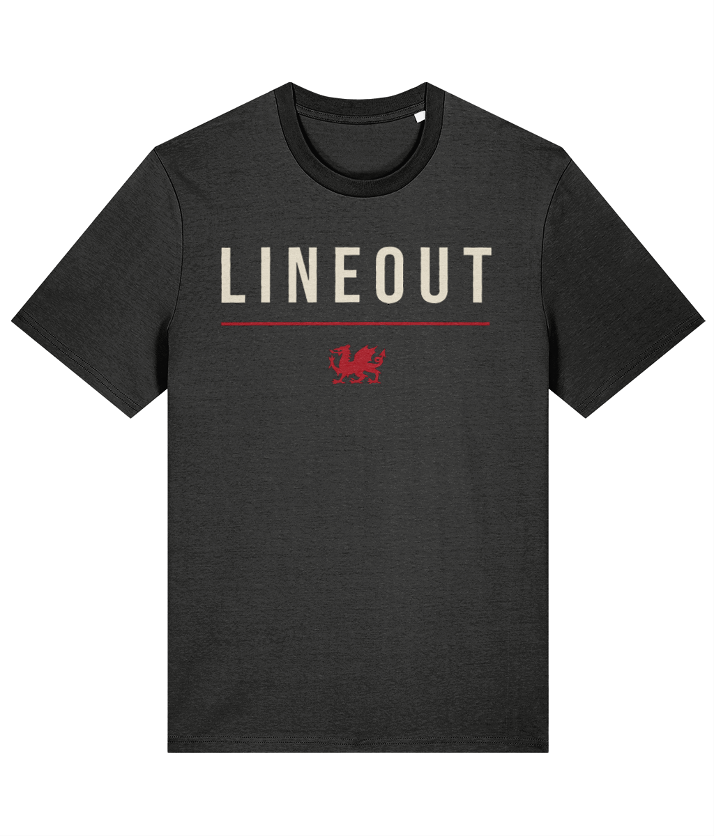 Lineout Welsh Rugby T-Shirt in Dark Heather Grey — Made in Cymru