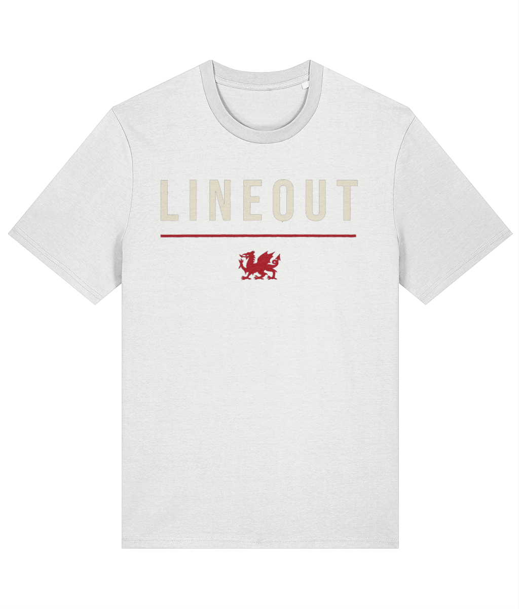Lineout Welsh Rugby T-Shirt in White — Made in Cymru