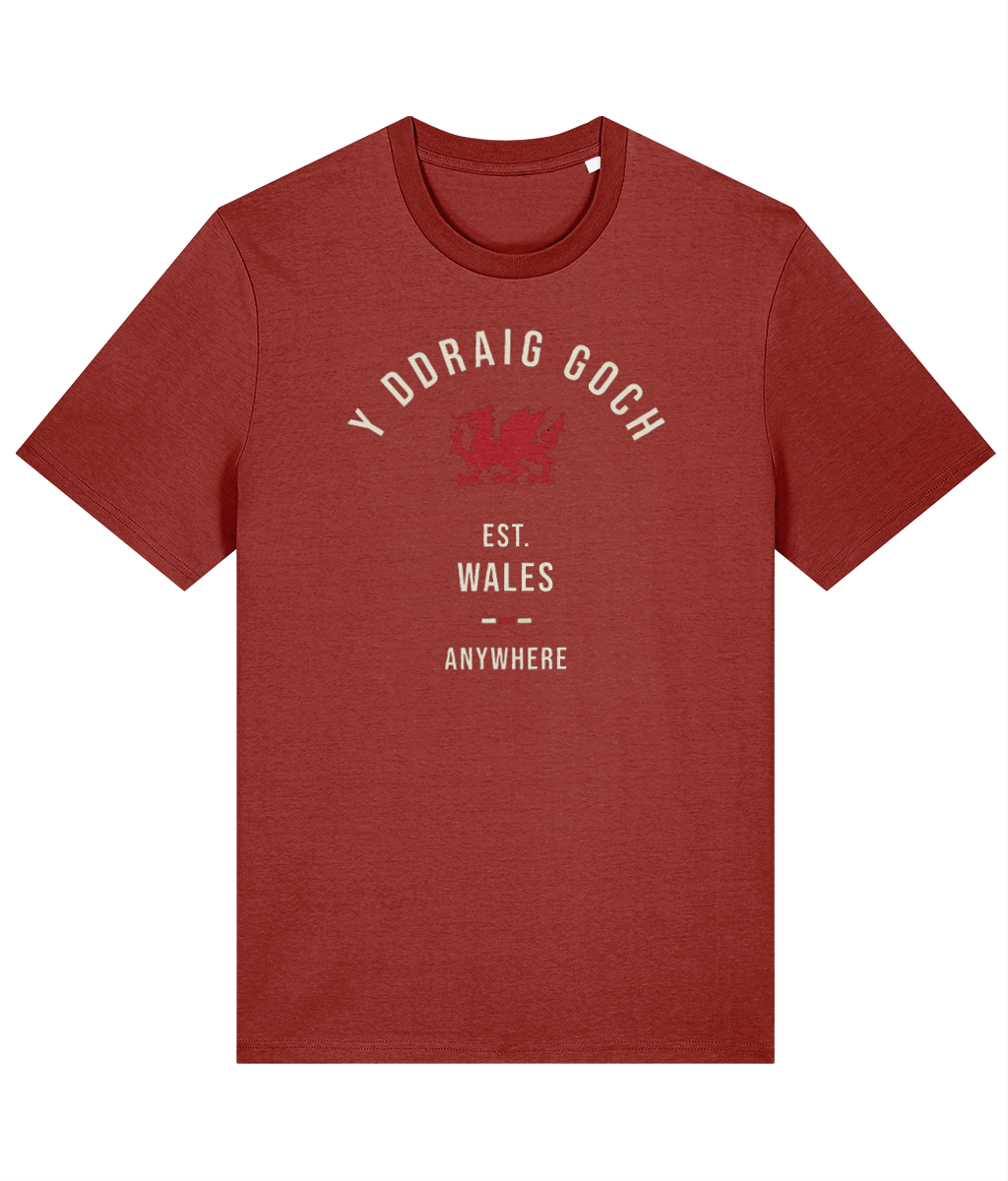 Made in Cymru Y Ddraig Goch Welsh T-Shirt in Earthy Red