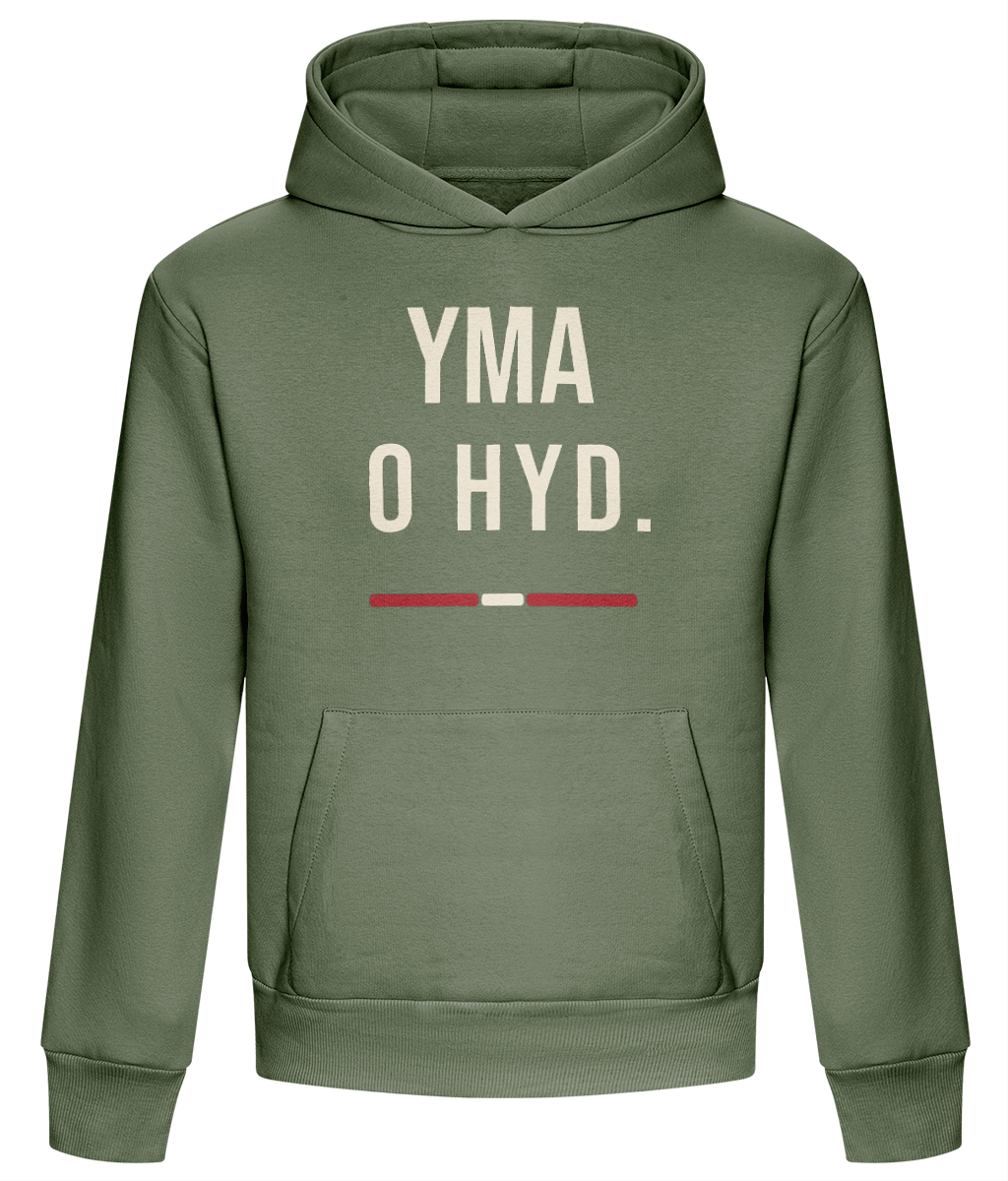 Made in Cymru Welsh organic cotton hoodie – front print mockup