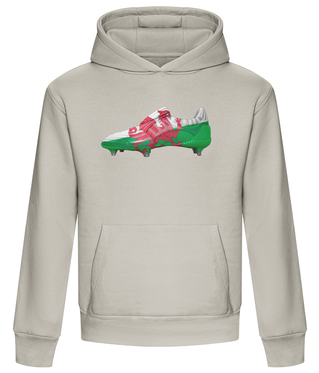 Made in Cymru Welsh football boot heavyweight boxy hoodie – Natural Stone front mockup