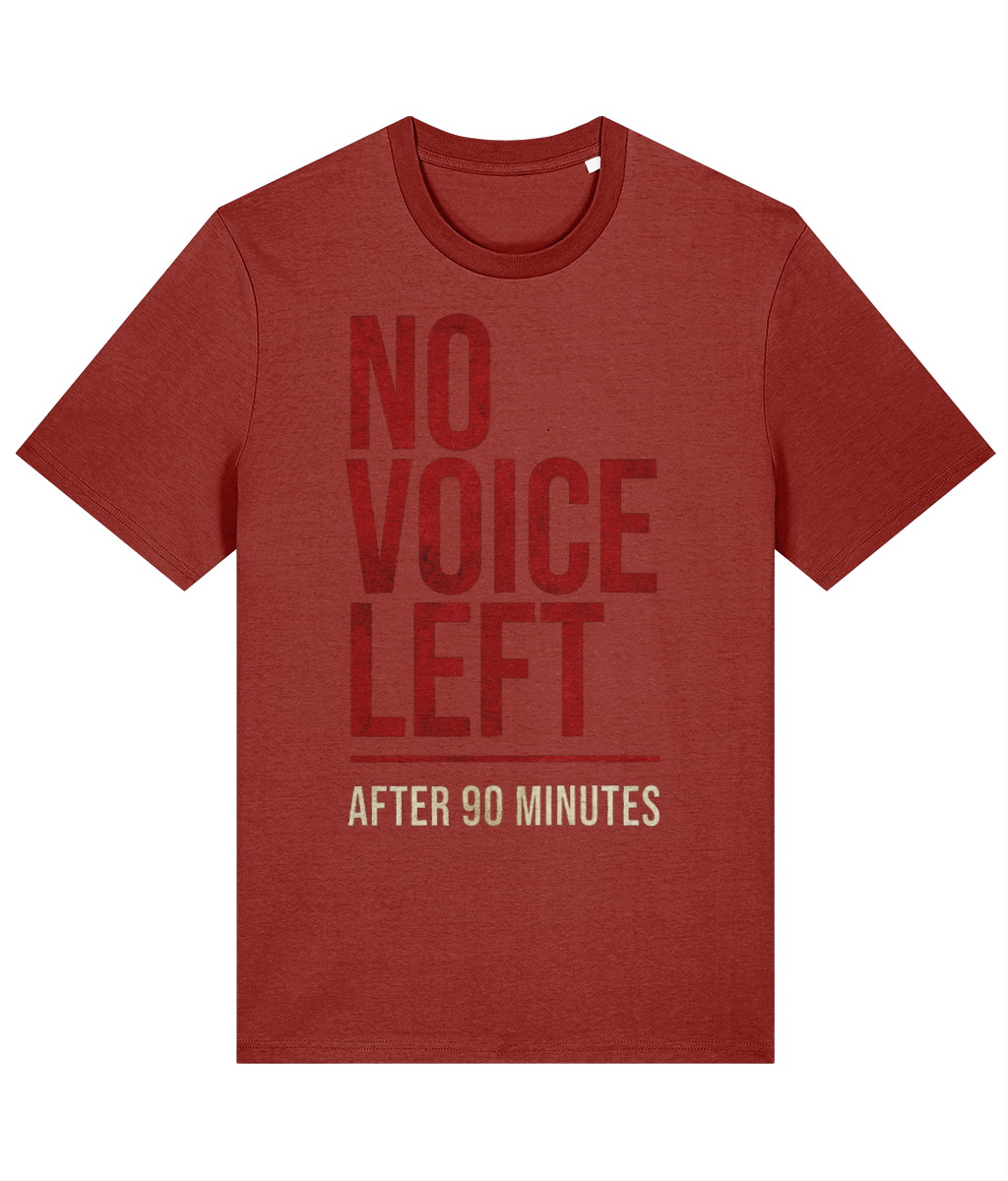 Made in Cymru No Voice Left Welsh T-Shirt in Earthy Red – organic cotton