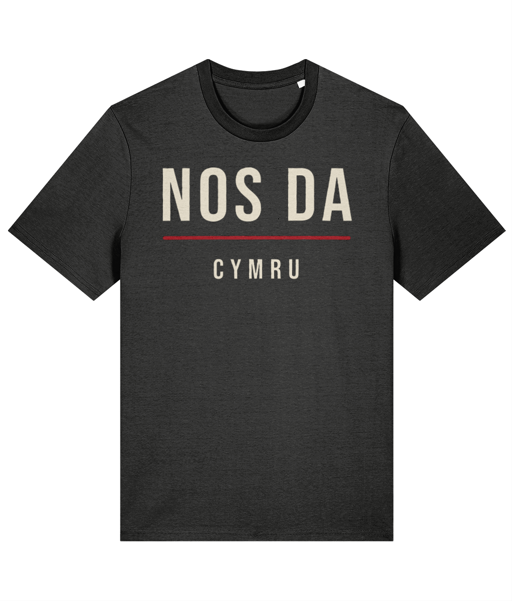 Made in Cymru Nos Da Welsh T-Shirt in Dark Heather Grey