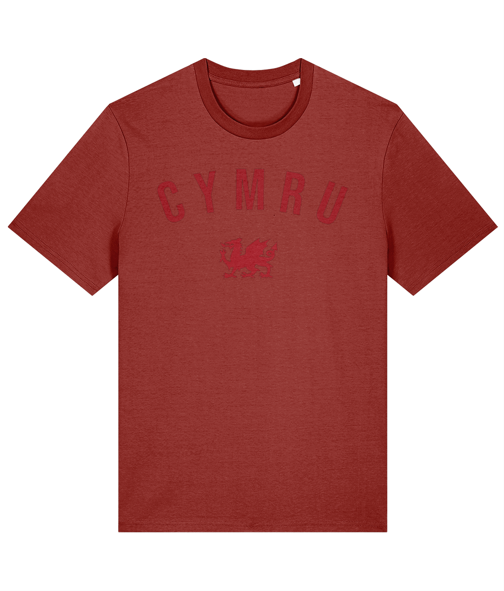 Made in Cymru Dragon Welsh T-Shirt in Earthy Red