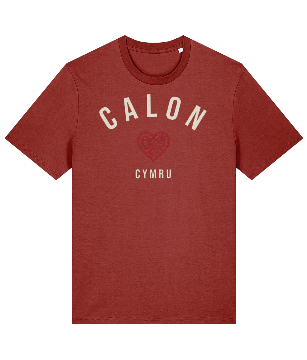 Made in Cymru Calon Cymru Welsh T-Shirt in Earthy Red