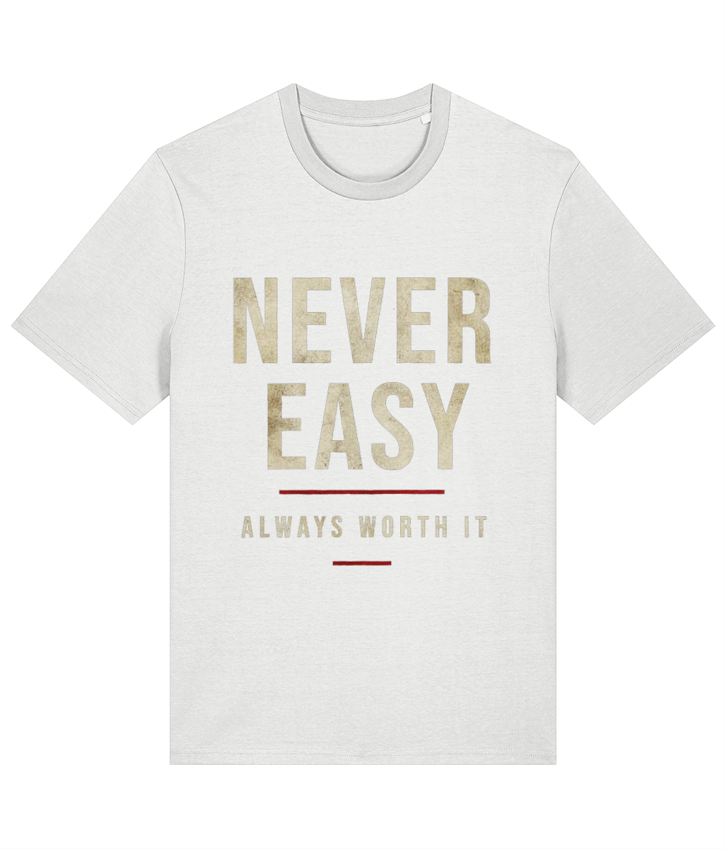 Never Easy Welsh Rugby T-Shirt in White — Made in Cymru