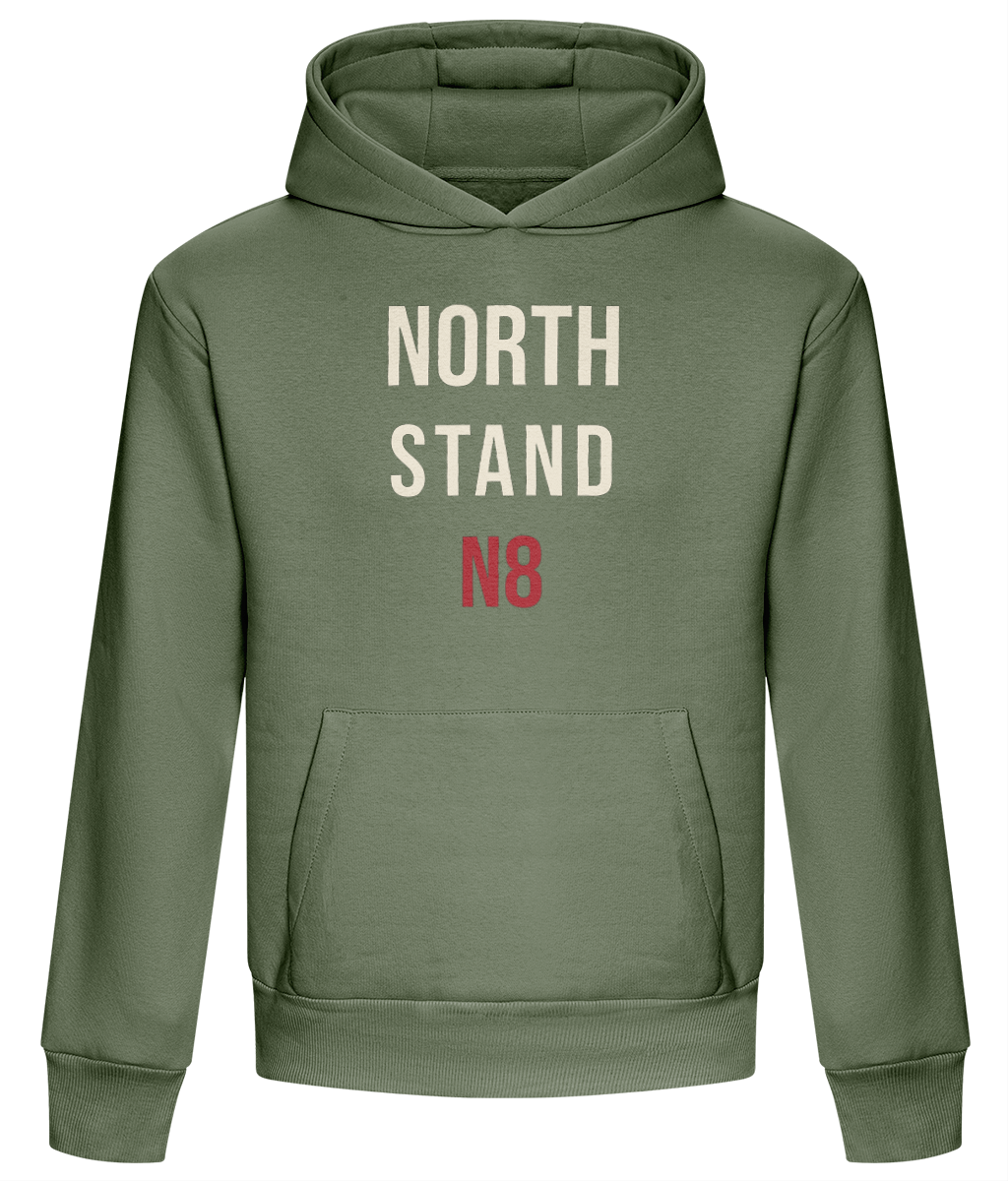 Made in Cymru North Stand N8 Welsh hoodie in Earthy Green – organic cotton