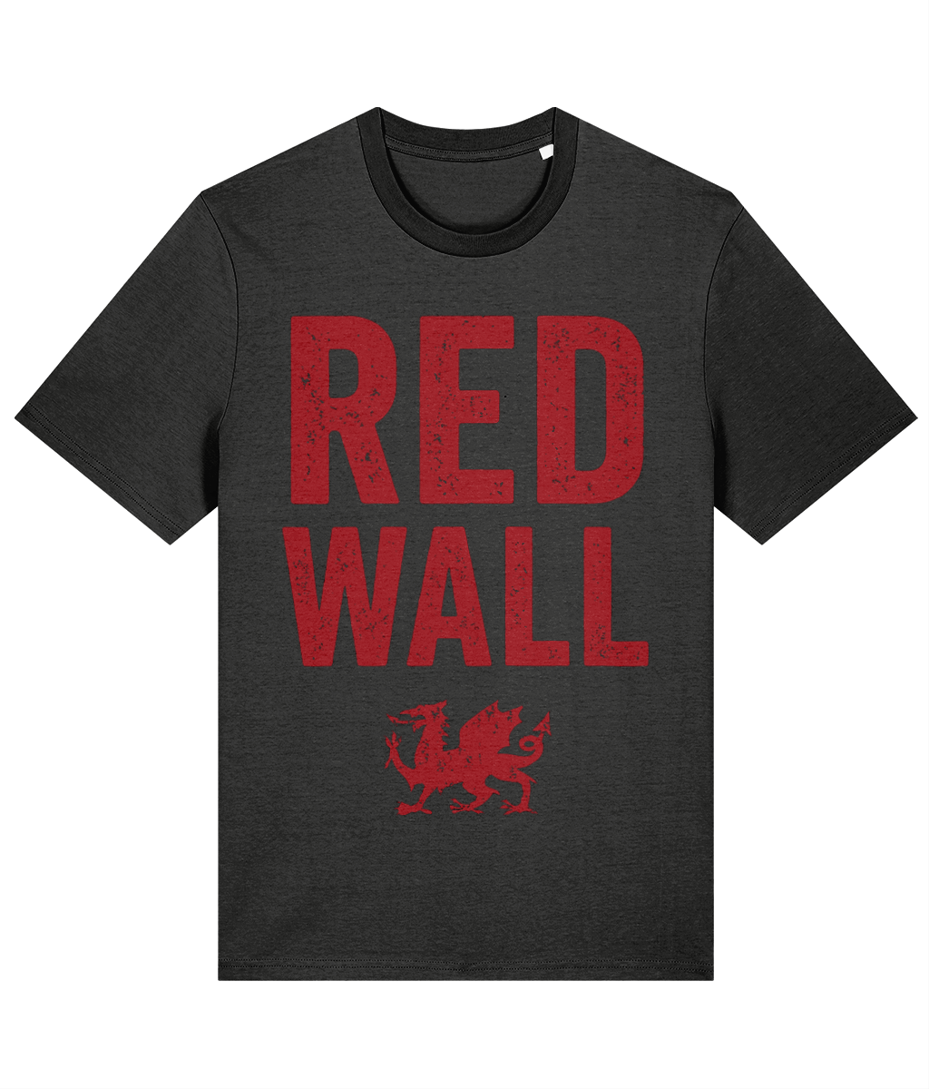 Made in Cymru Red Wall Dragon Welsh T-Shirt in Dark Heather Grey