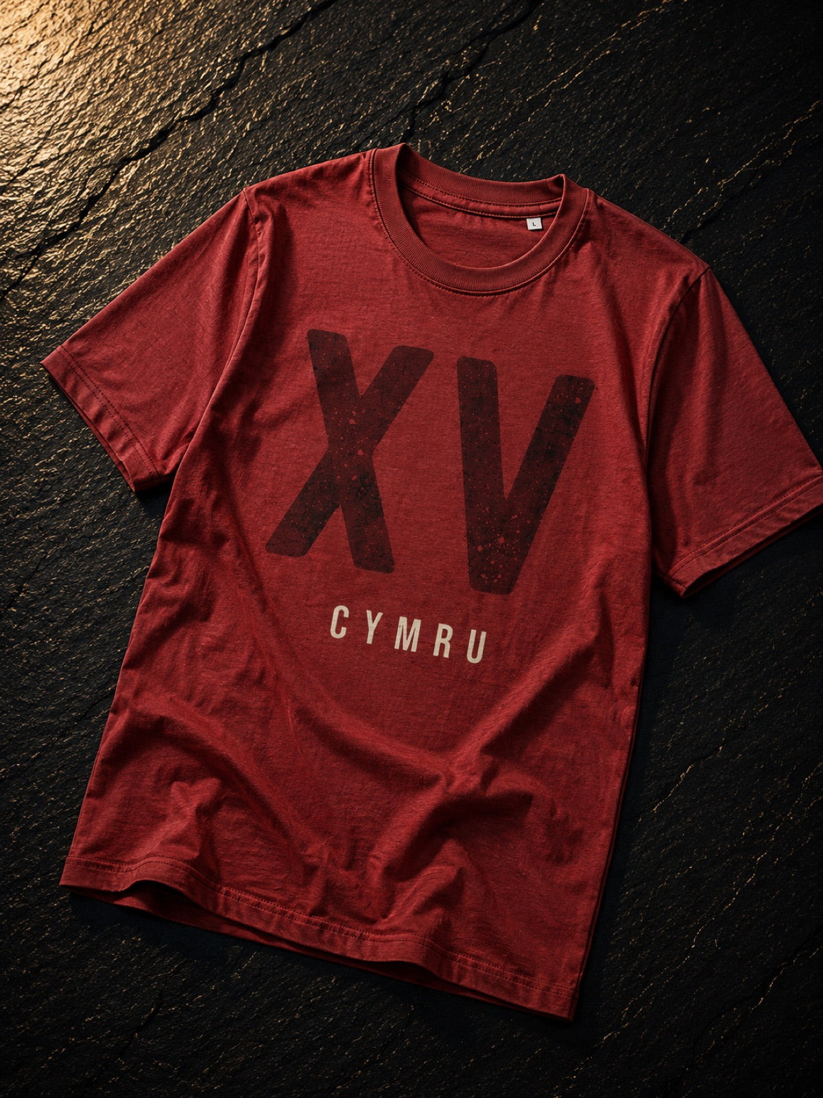 XV Cymru Welsh rugby t-shirt in burgundy, Made in Cymru