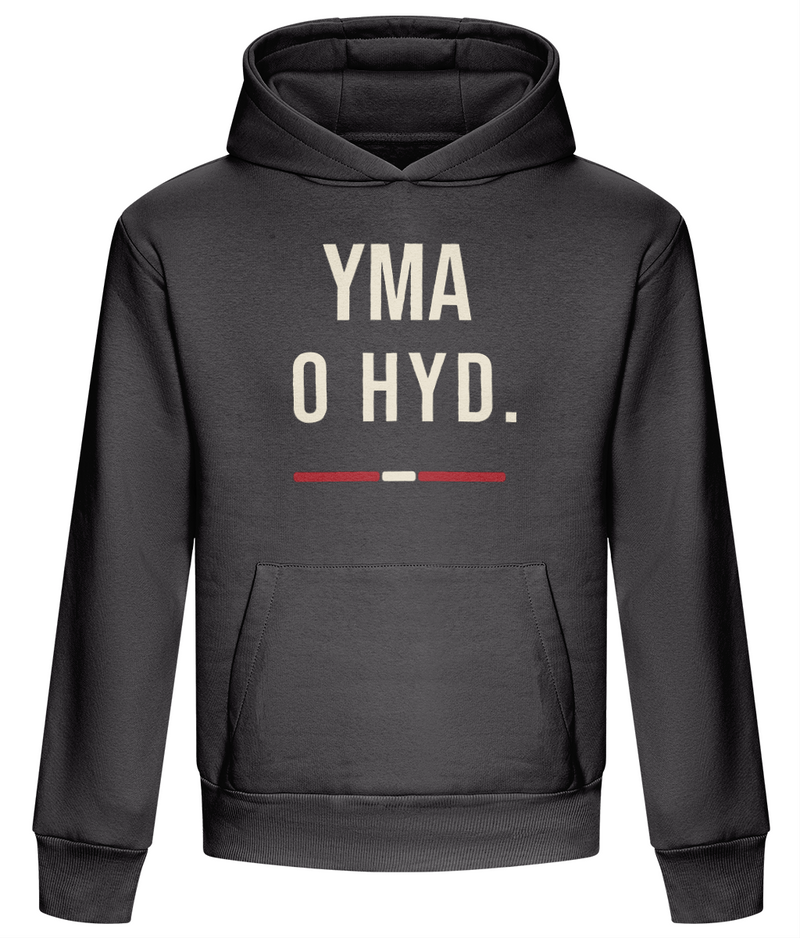Made in Cymru Yma O Hyd Welsh hoodie in Solid Charcoal – organic cotton