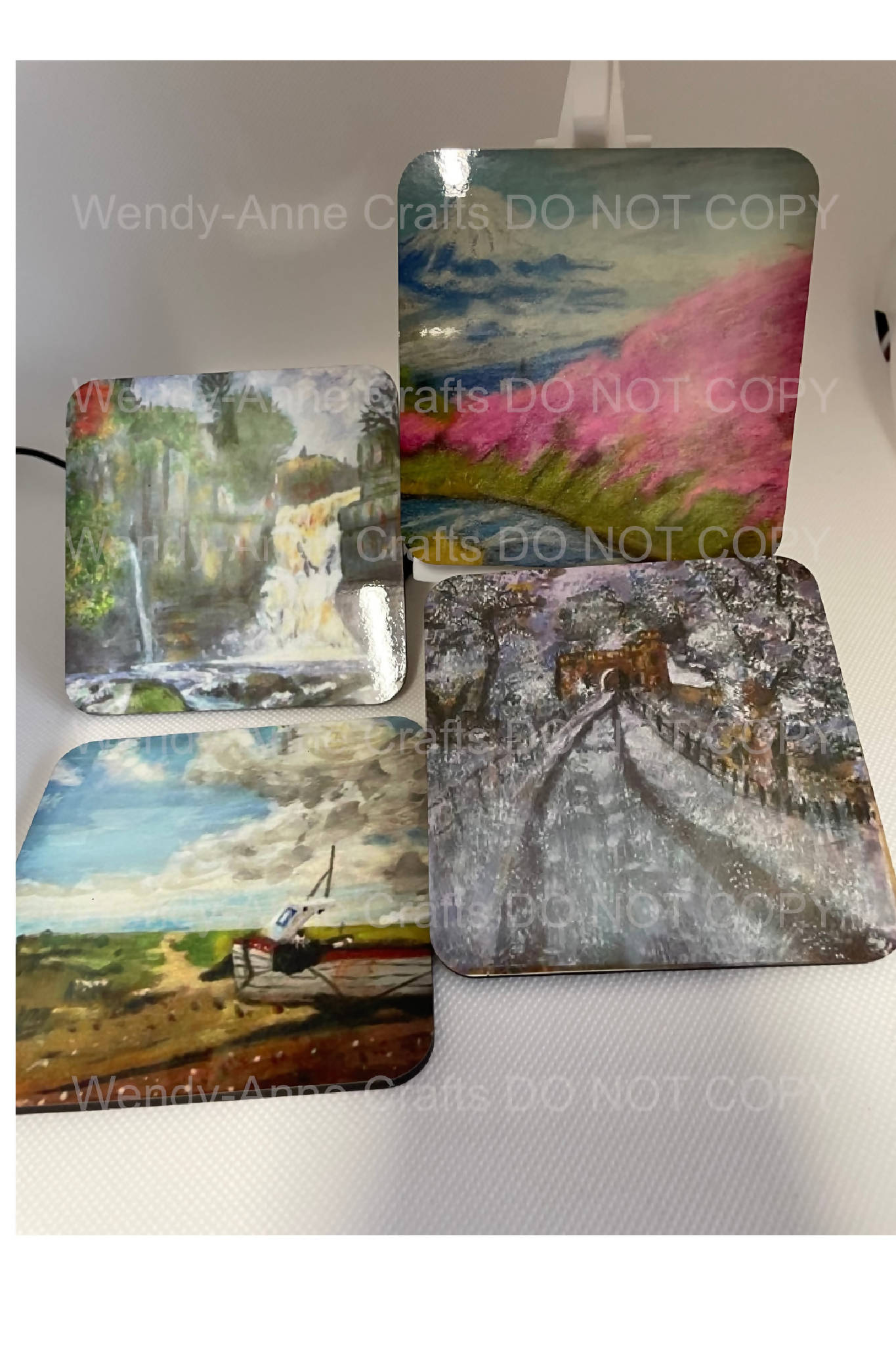 Lovely set of 4 coasters from original hand painted art