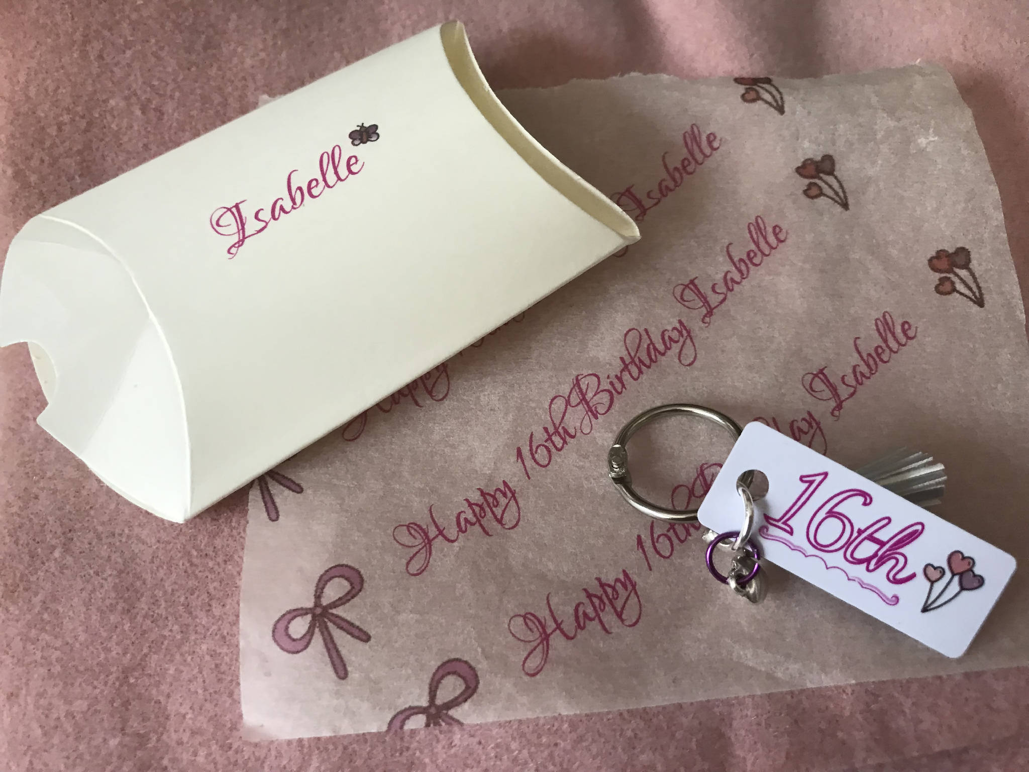 Cute little personalised name tag key ring charm gift tag