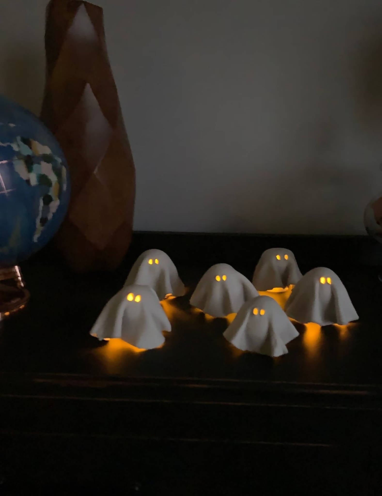 Little Ghostie Heart of Gold Halloween battery operated tealight holder Ghost