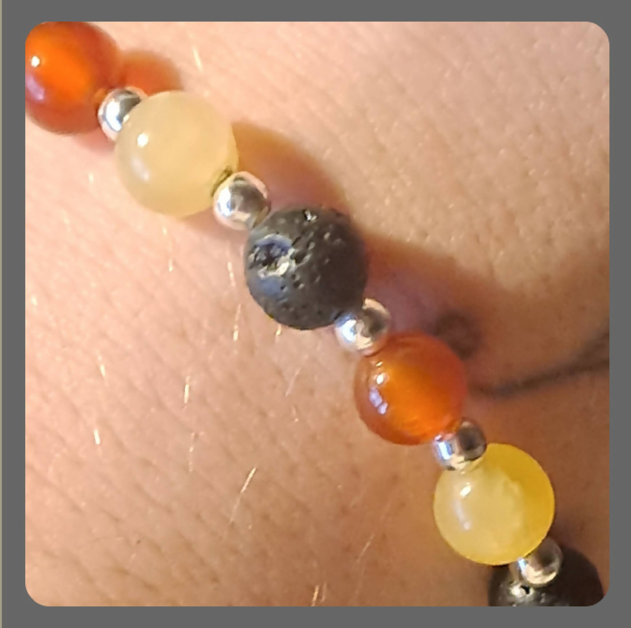 Aromatherapy bracelet with Carnelian, Ambronite and Sterling Silver