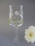 Pair of Hand Painted Wine Glasses Spring Daisy Design