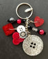 Keyring Handbag Charm in Reds and Silver