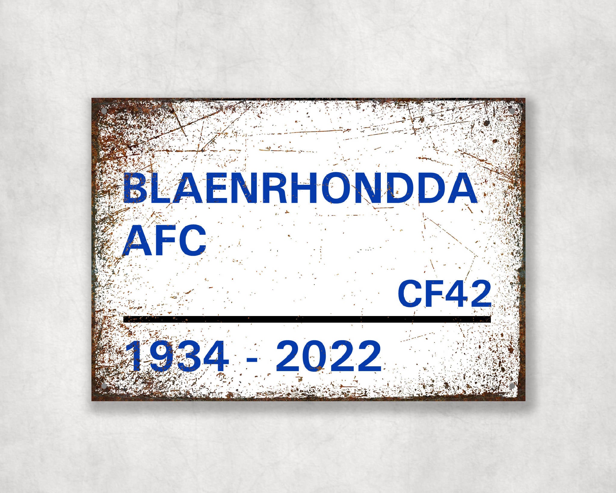 Blaenrhondda AFC aluminium printed metal street sign - gift, keepsake, football gift