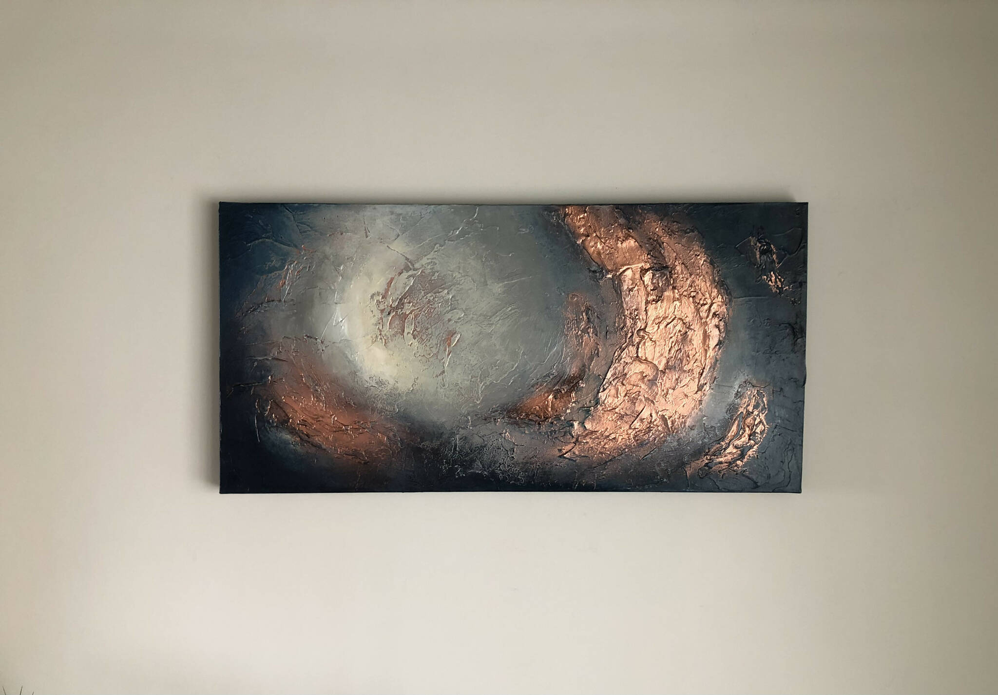 MOONSCAPE - Textured wall art in navy and copper