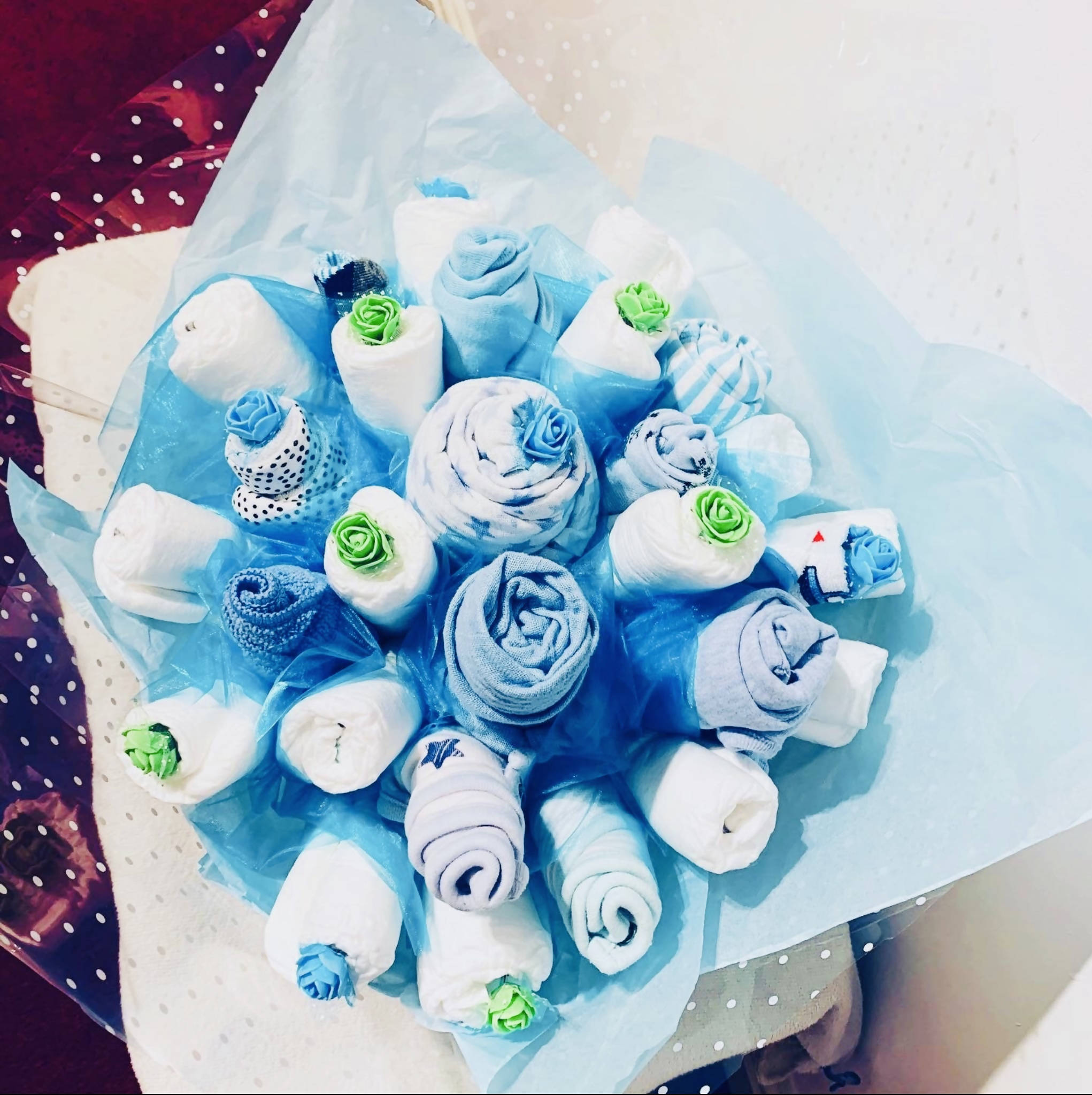 Blue nappy bouquet
