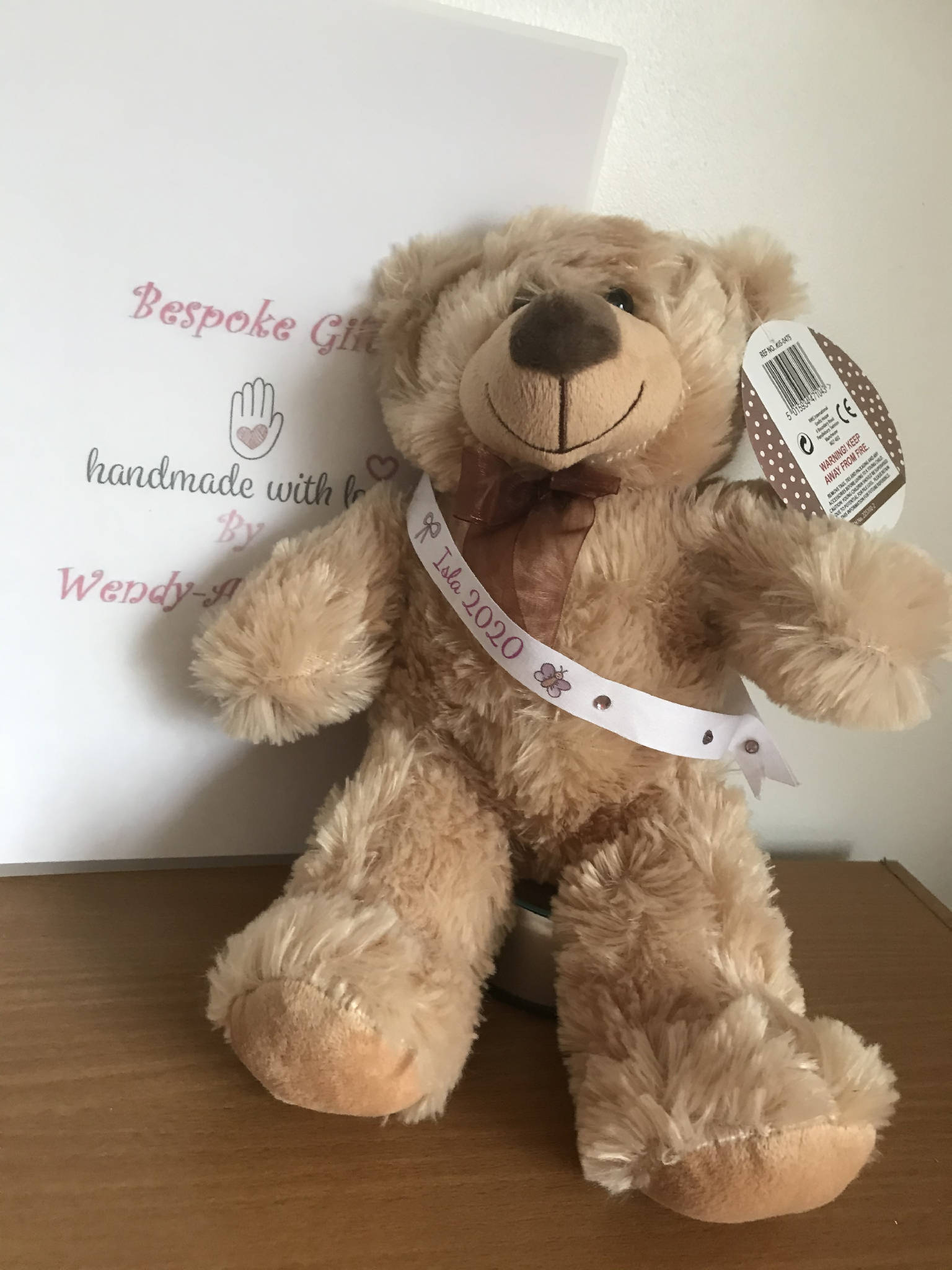 Plush Bear with personalised ribbon sash 