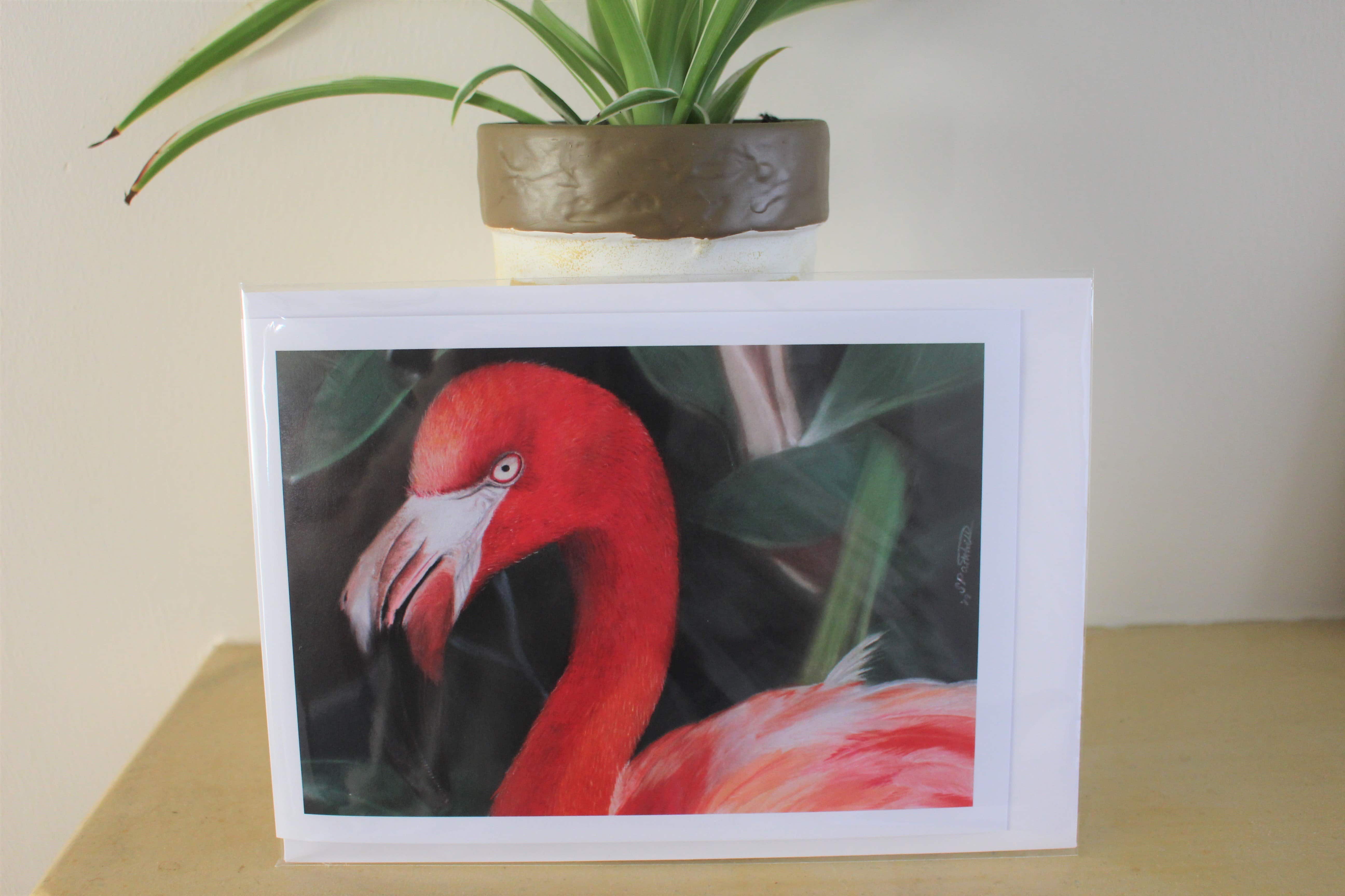 A5 Flamingo Art Print Card