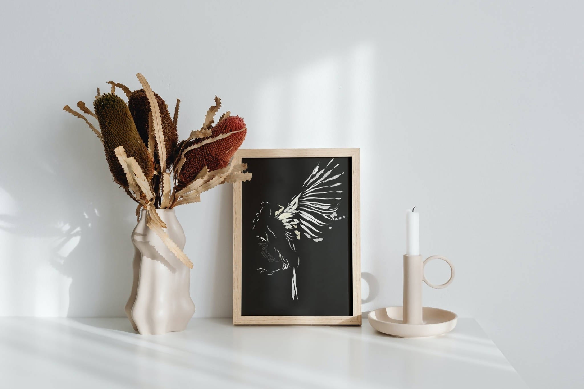 Minimalistic Flying Bird | Digital Art Print | Christmas Gift Ideas | Halloween Decorations