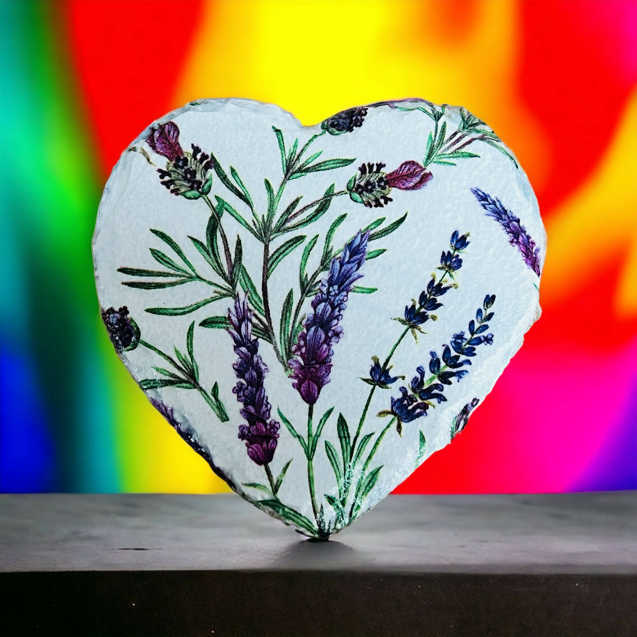 Floral Lavender heart slate coasters