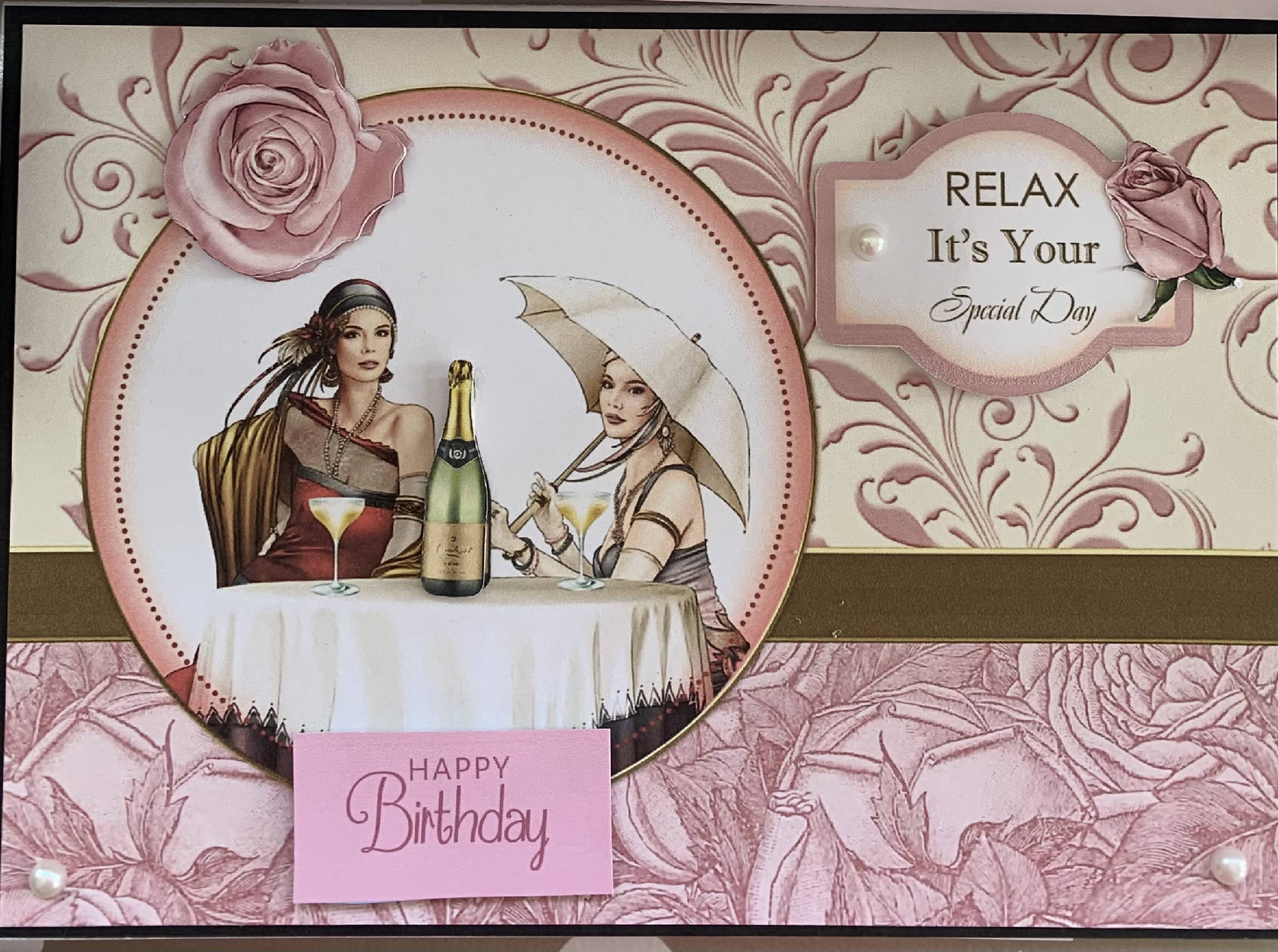 A5 pink lady birthday card