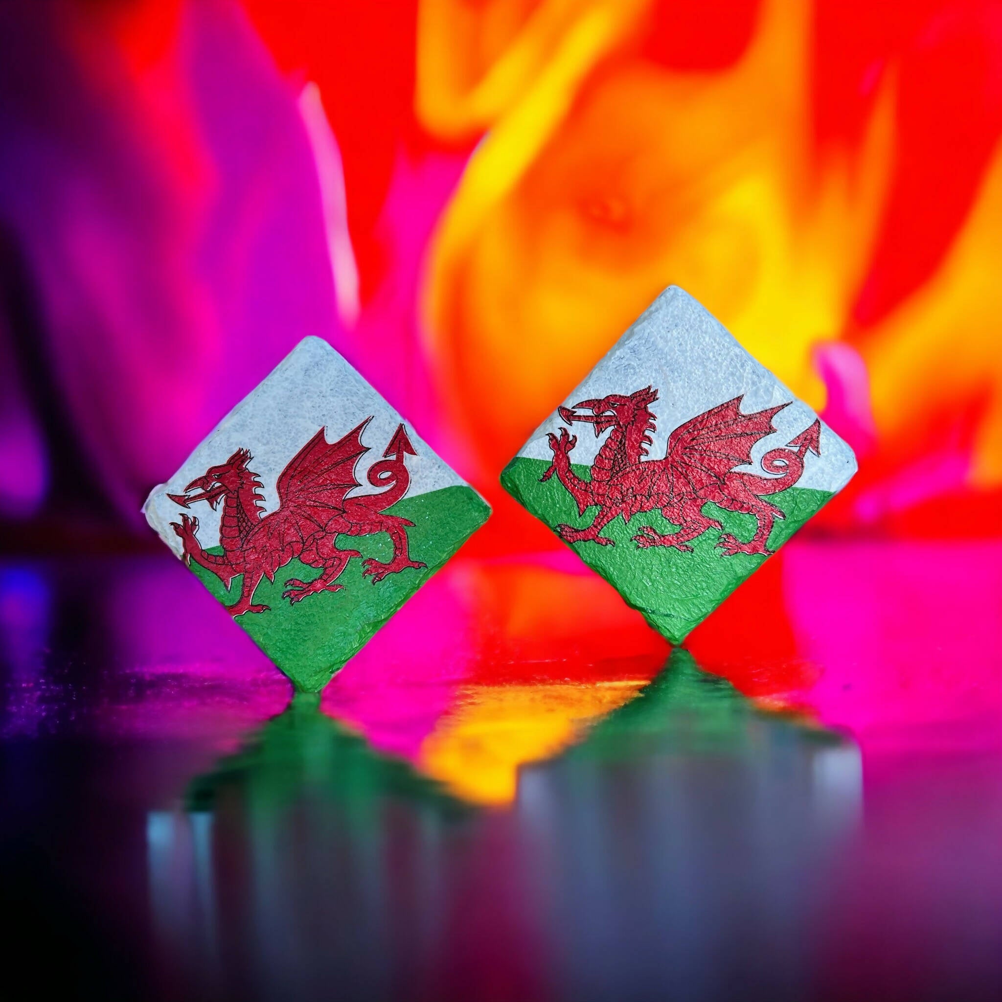 Welsh dragon slate coasters