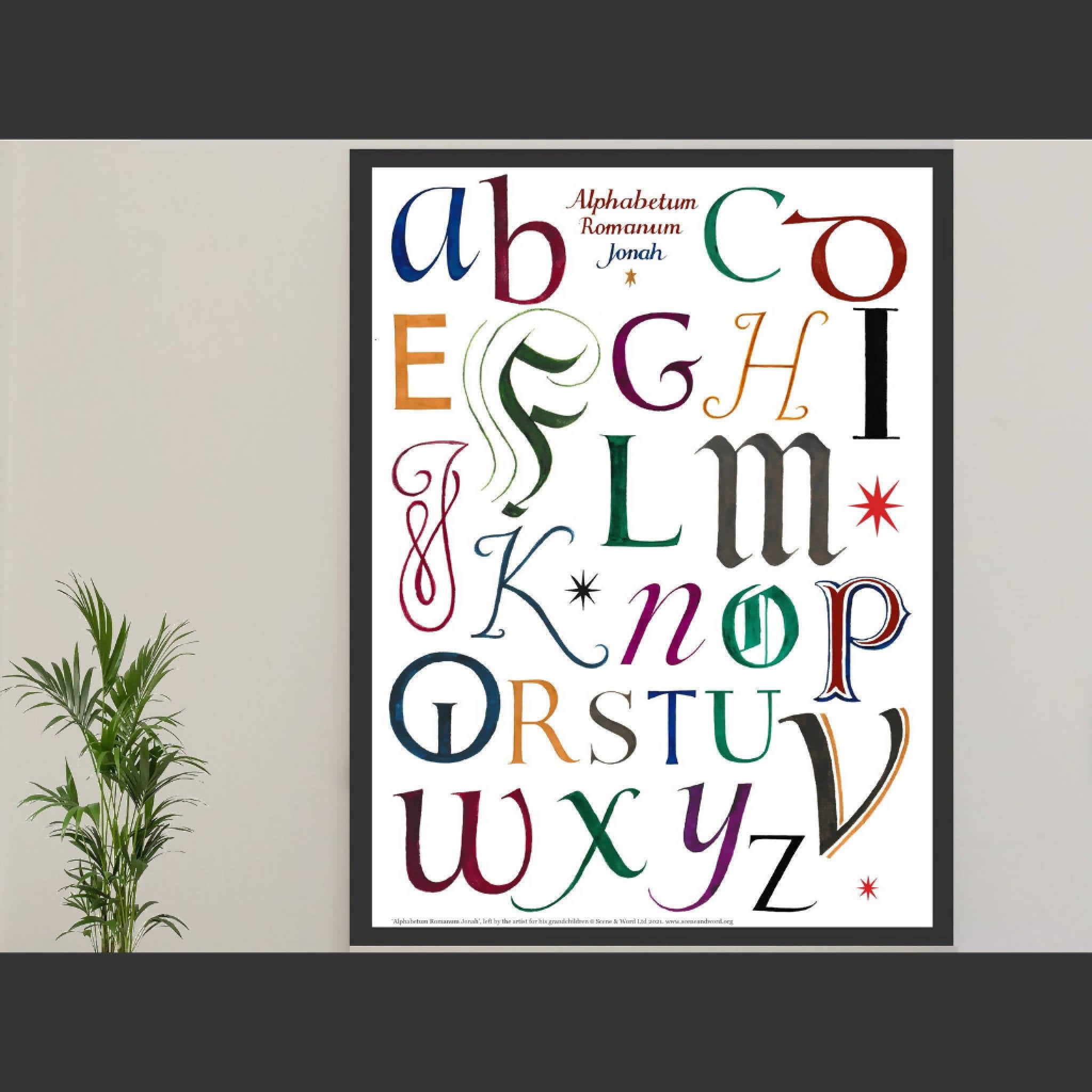 English alphabet poster: Alphabetum Romanum Jonah