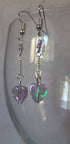 Purple heart and chain earrings