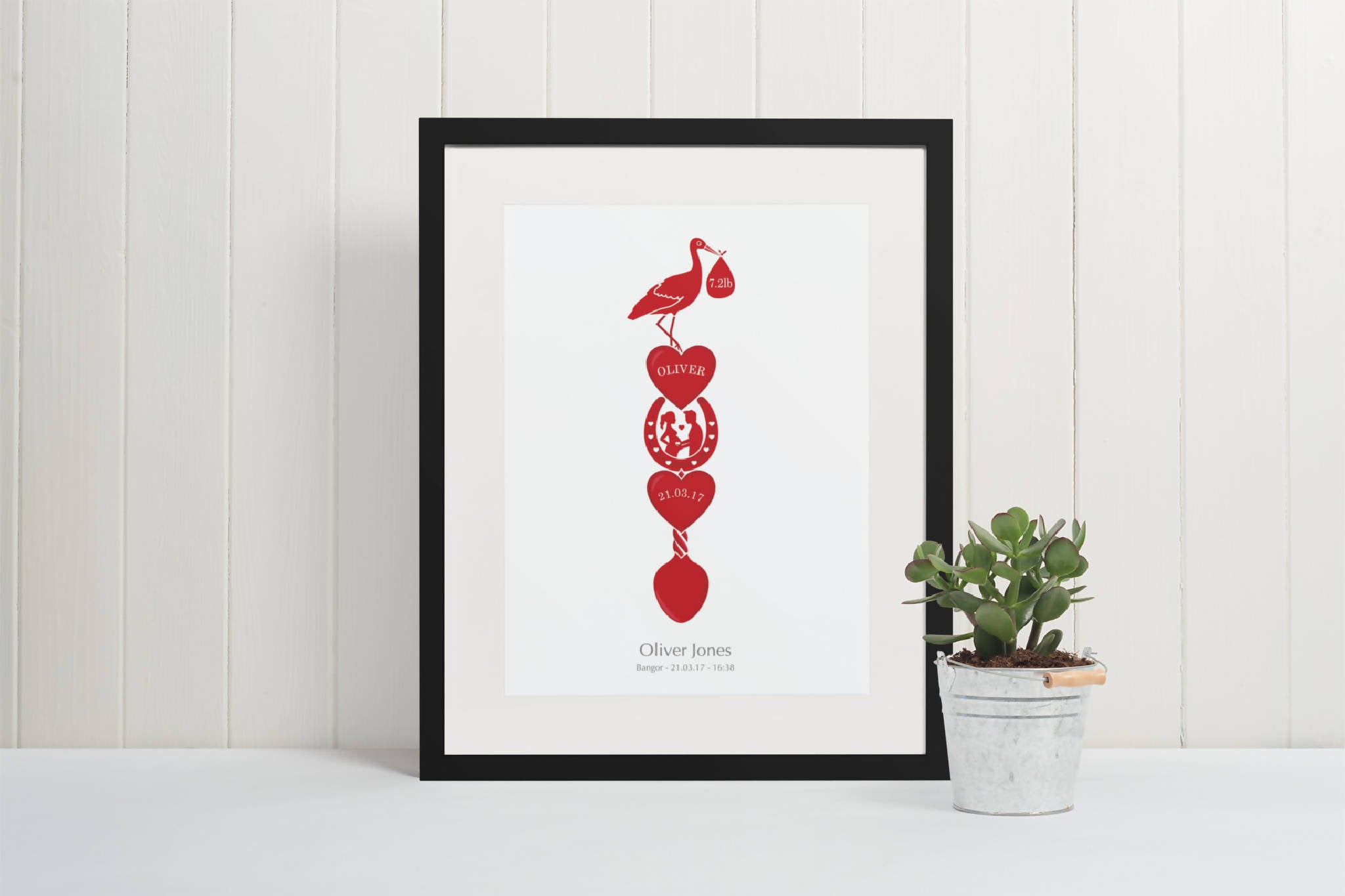 Personalised Lovespoon Print, New baby gift, Nursery print, Mothers day gift