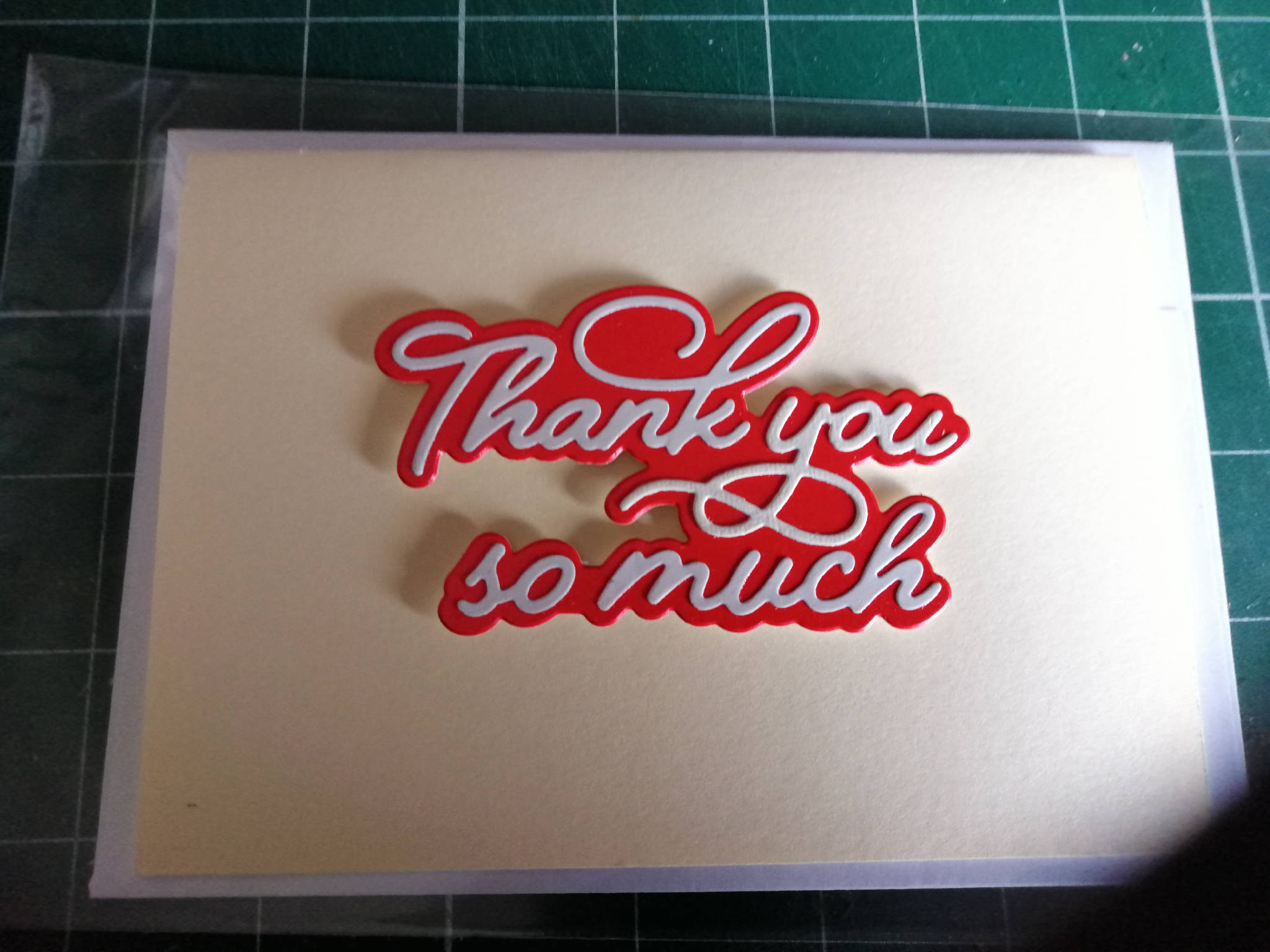 Thank you card, beautifully made with care,