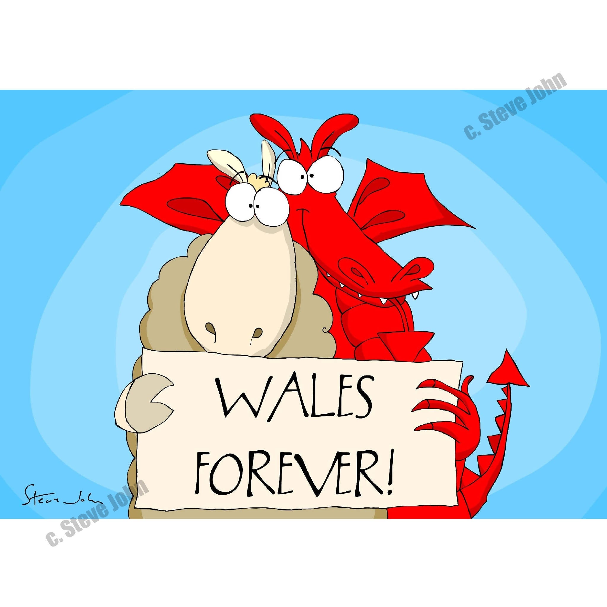 SHEEP AND DRAGON 'WALES FOREVER!' card