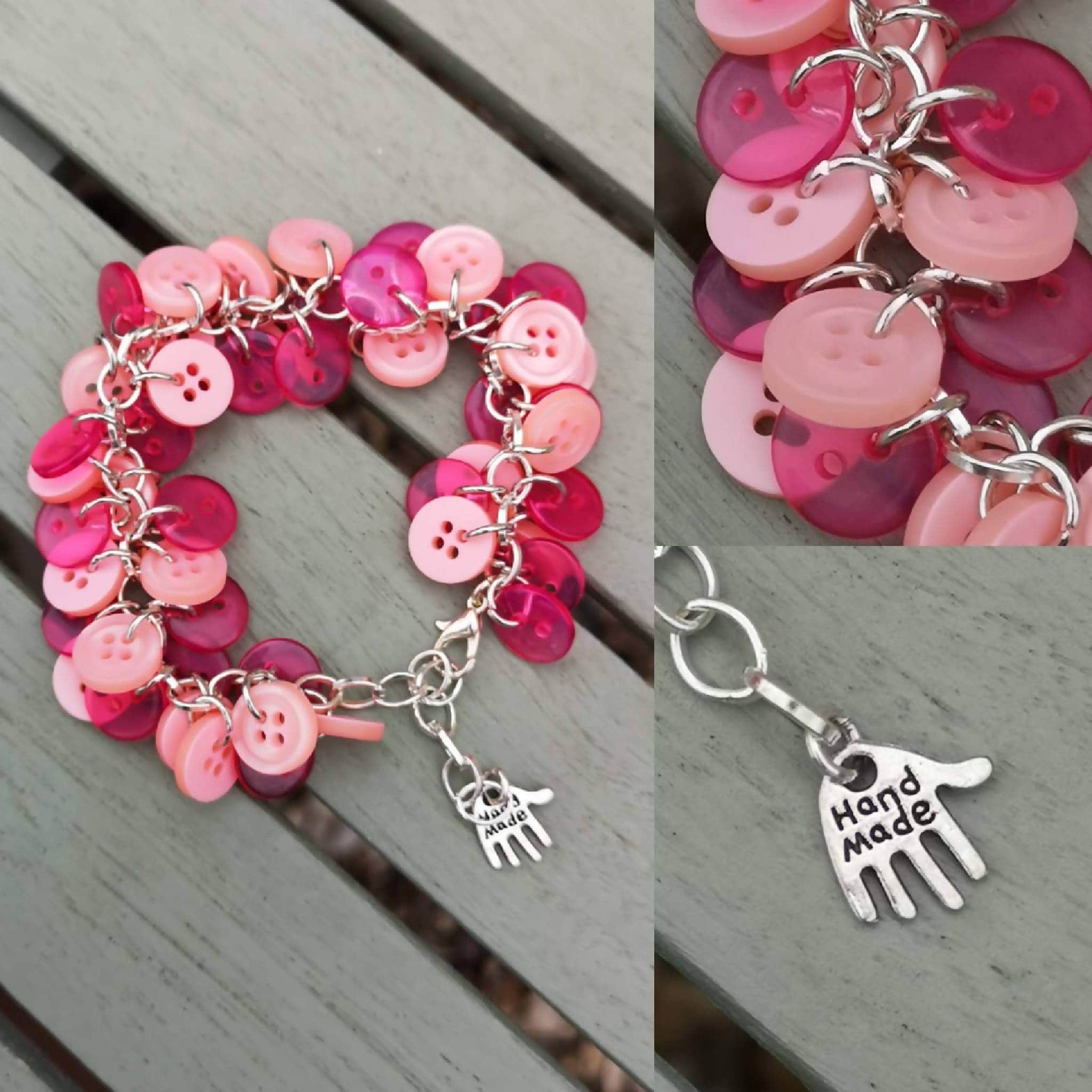 Button Bracelet (All the Pinks)