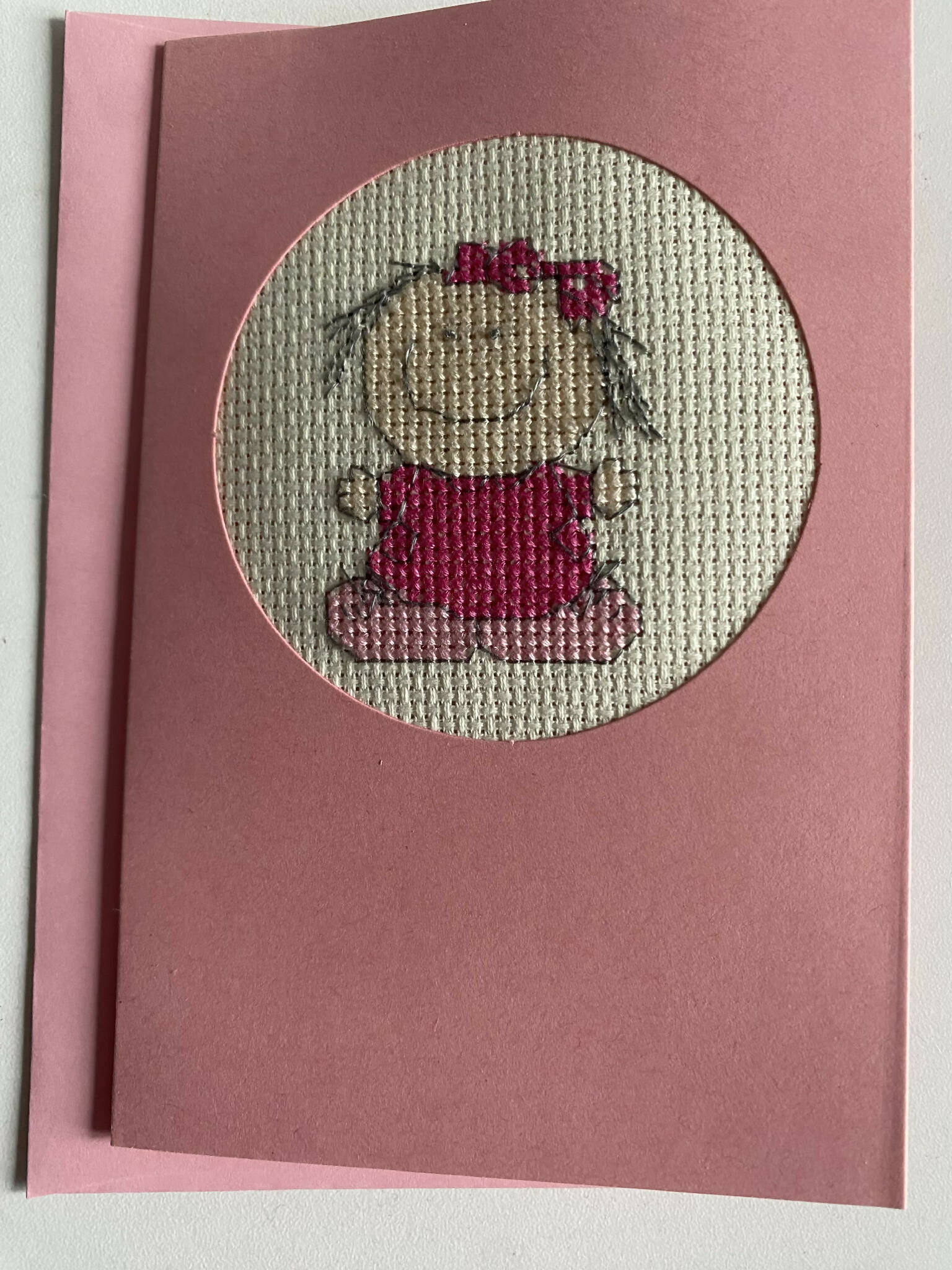 Cross stitch card little girl