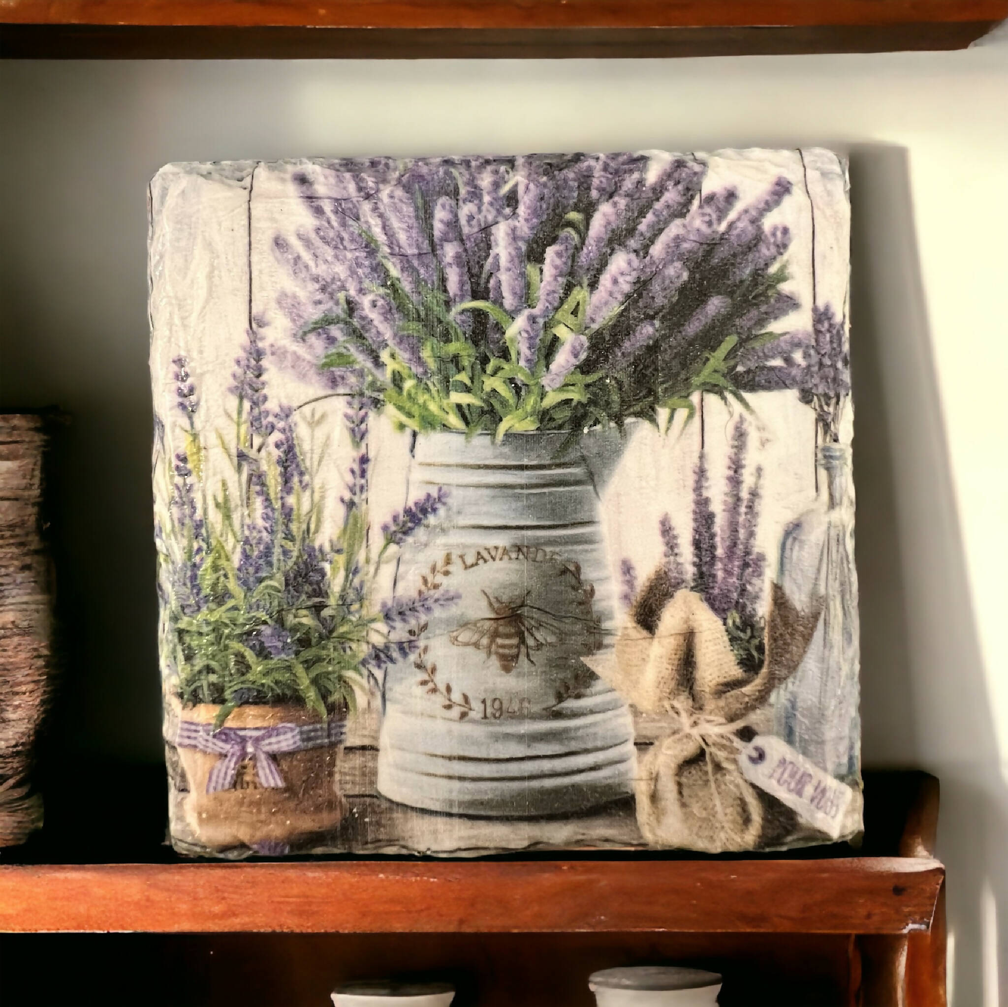 Lavender vase slate coasters, drink coasters, stocking filler,