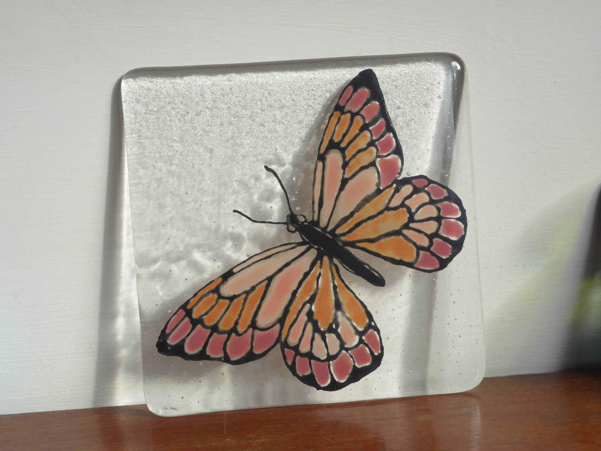 Fused Glass Plate / Trivet - Butterfly Design