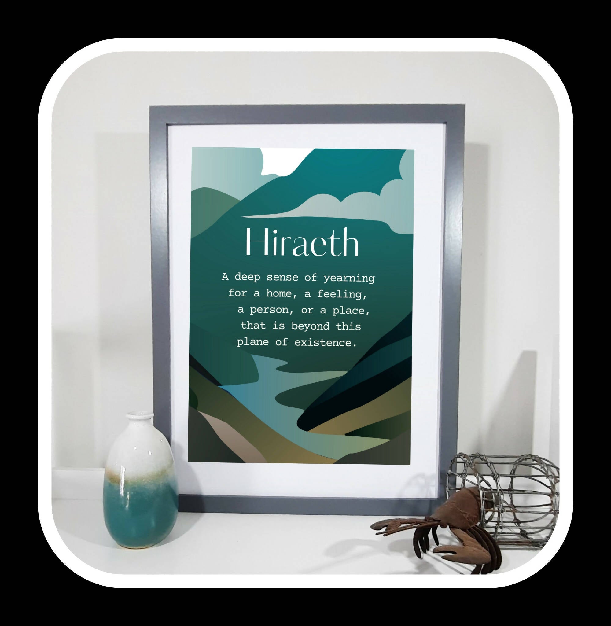 Definition of Hiraeth, Welsh print, Hiraeth print, Welsh Wall art, Welsh poster, Meaning of Hiraeth, Digital Art
