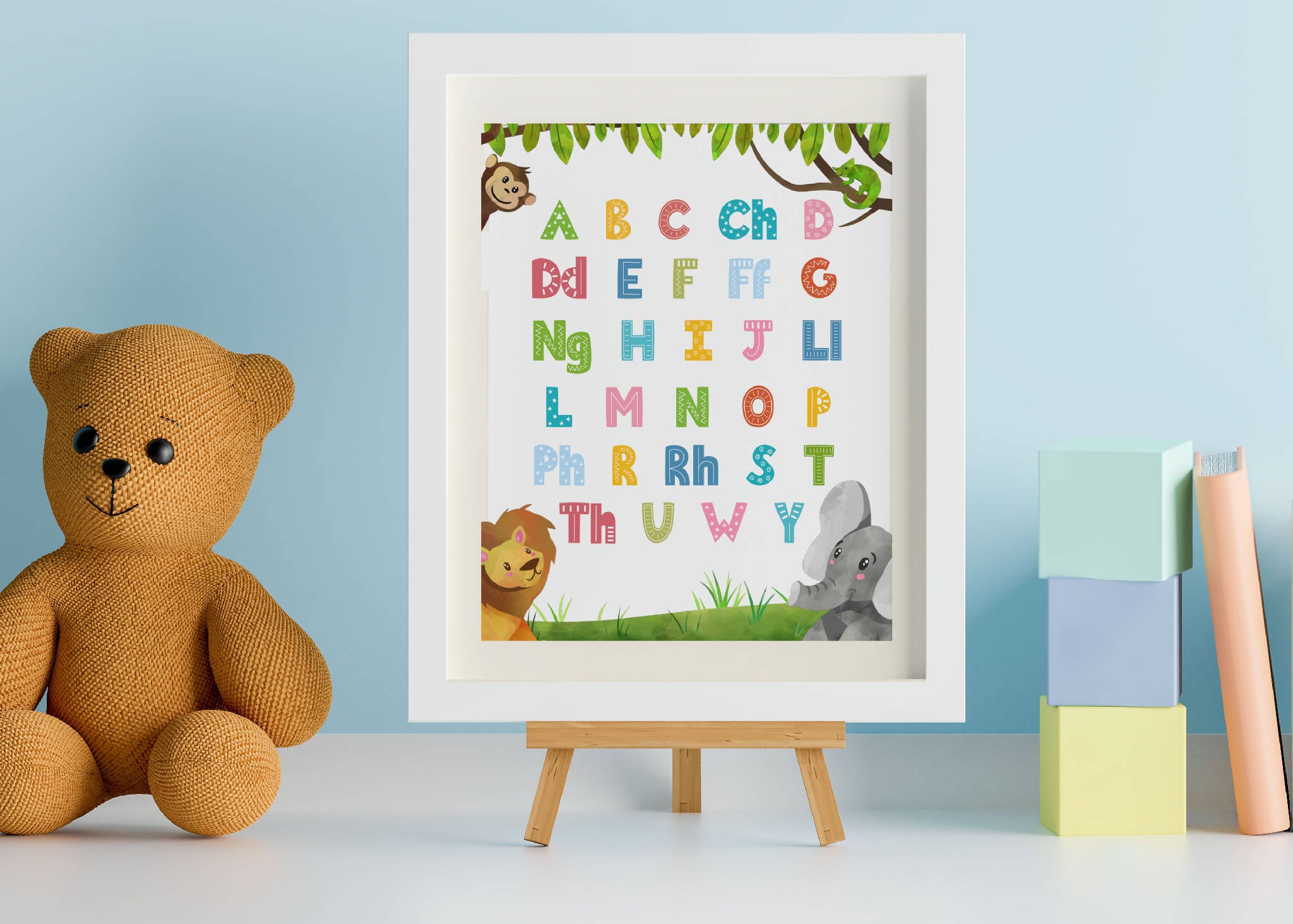 Alphabet Art Print, Welsh or English, 5 themes available, Nursery Print