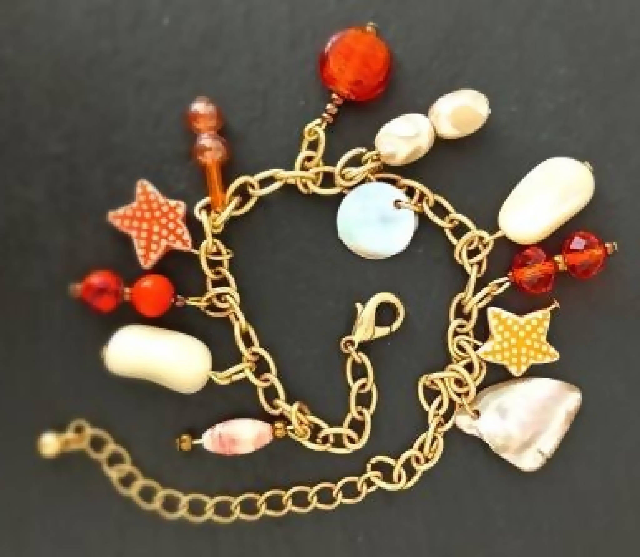 Orange and Gold Charm Bracelet