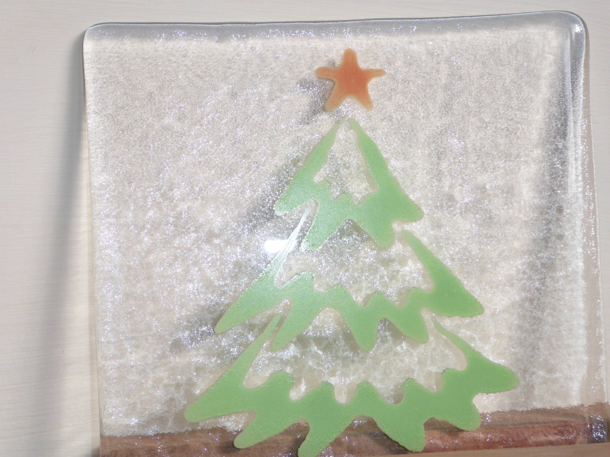 Fused Glass Plate / Trivet - Christmas Tree Design