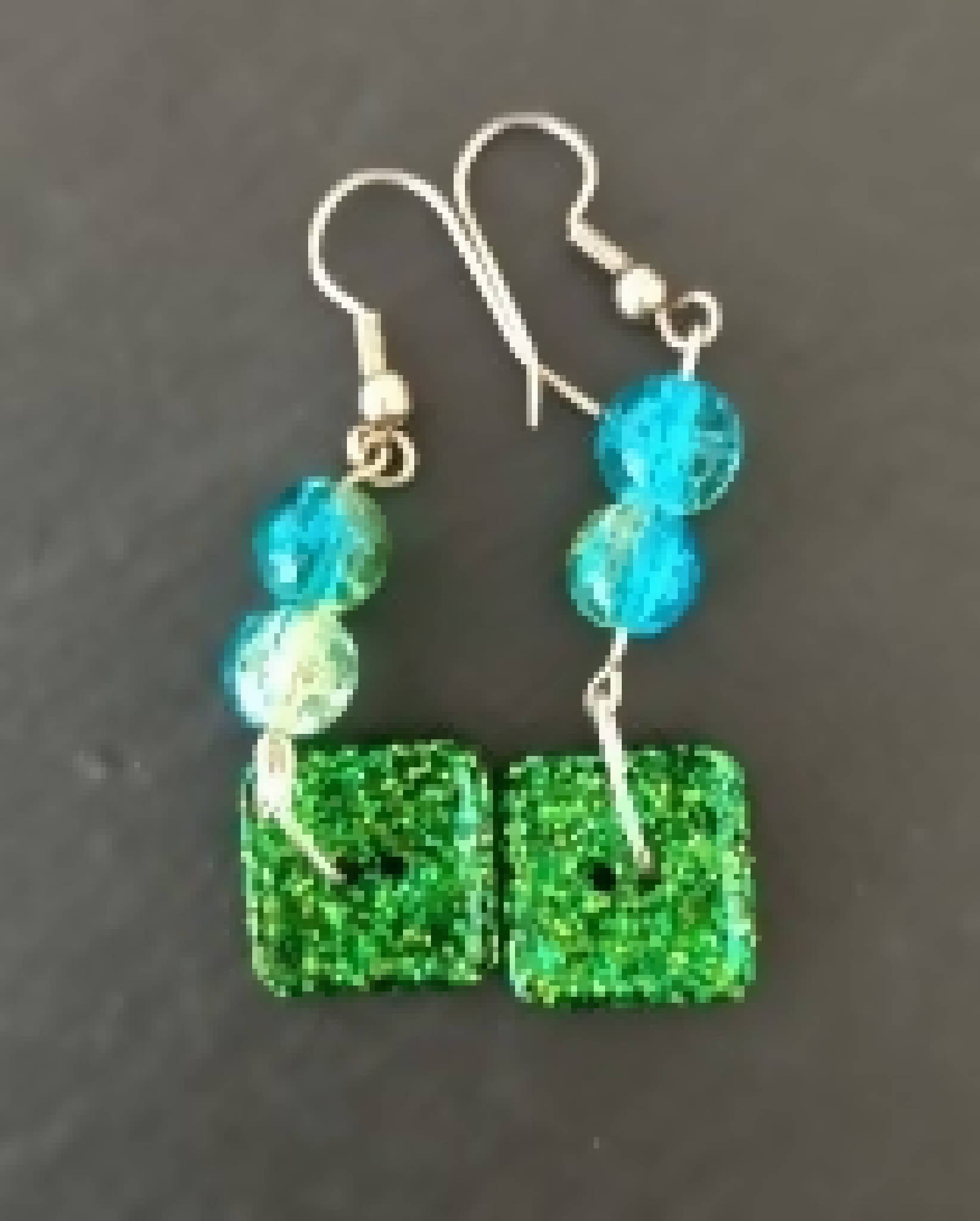 Green and Blue Glitter Earrings