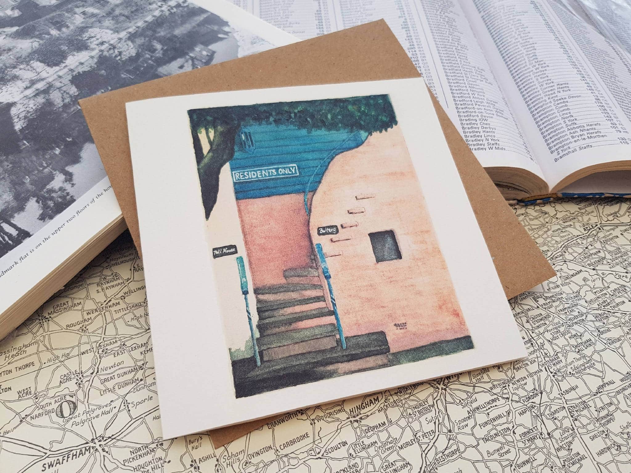 Greetings cards of watercolour print of Portmeirion